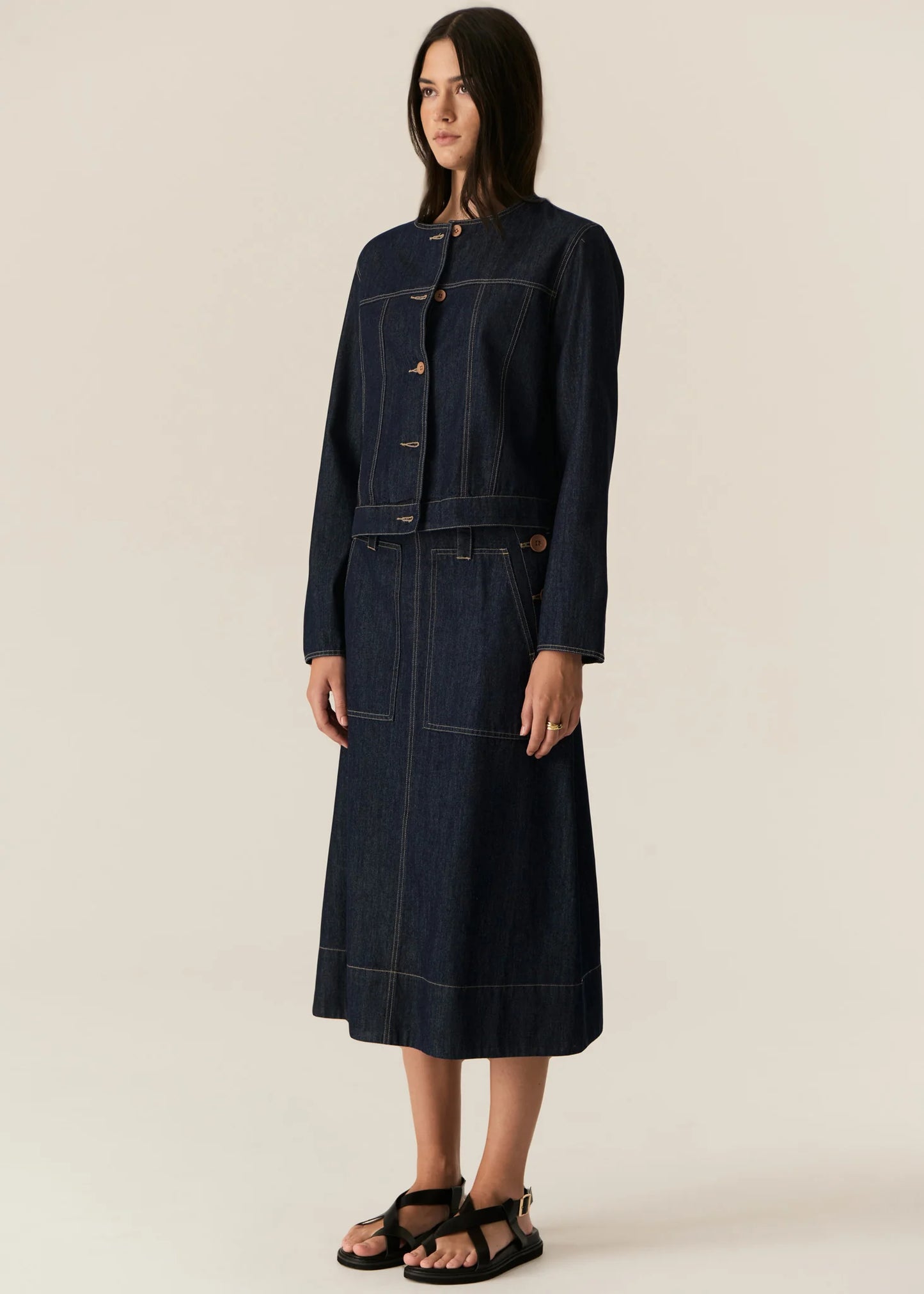 POL Carson Skirt in Dark Wash - the tartan fox