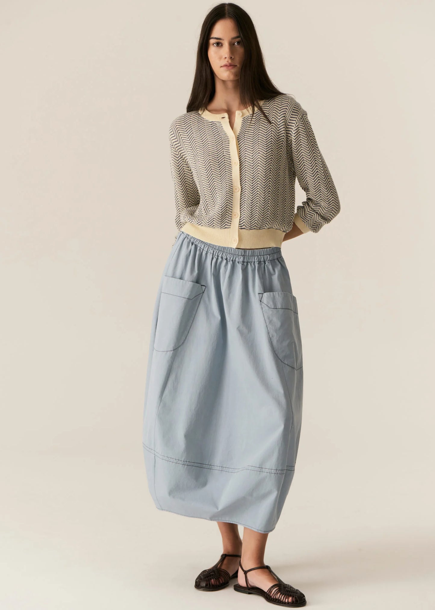 POL Jules Cardigan in Blue/Ivory - the tartan fox