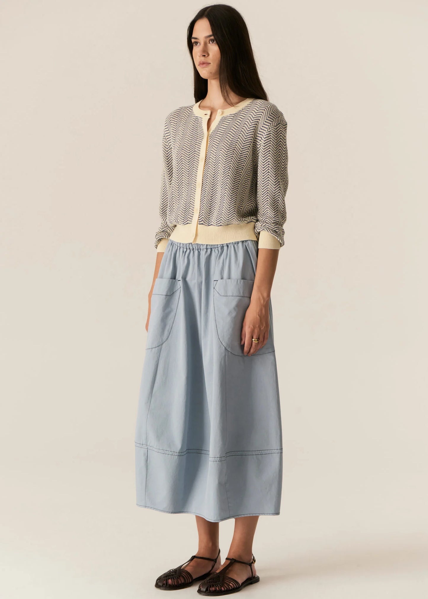 POL Jules Cardigan in Blue/Ivory - the tartan fox