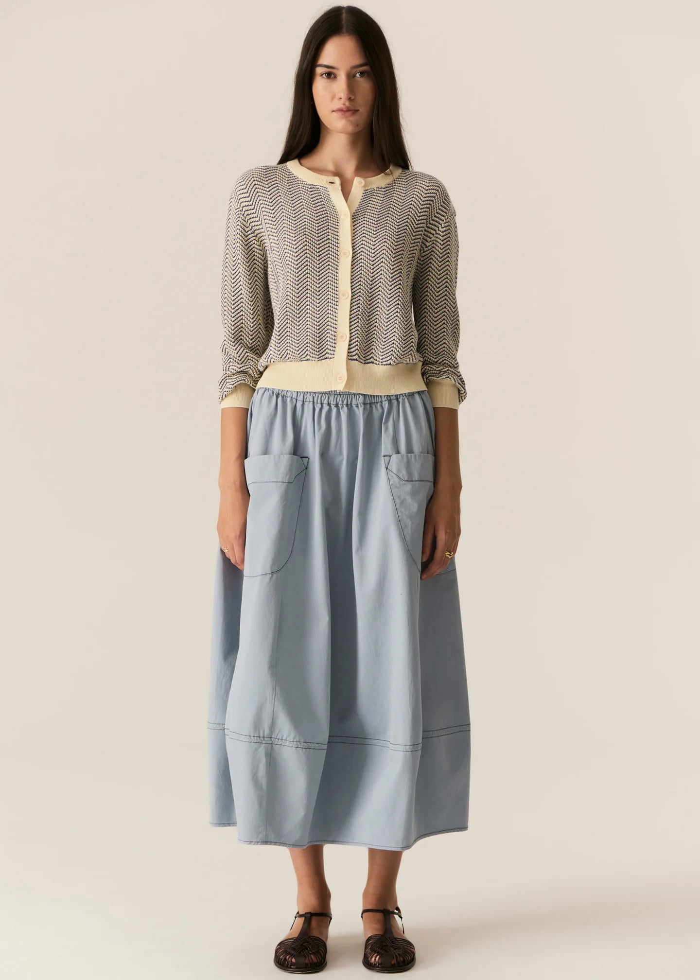 POL Jules Cardigan in Blue/Ivory - the tartan fox