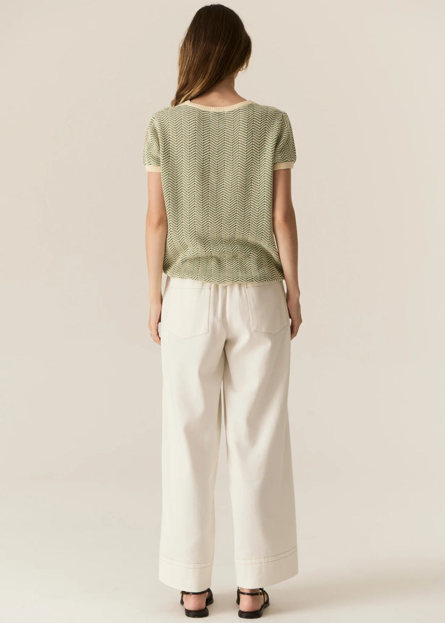 POL Jules Knit Tee in Green/Ivory - the tartan fox