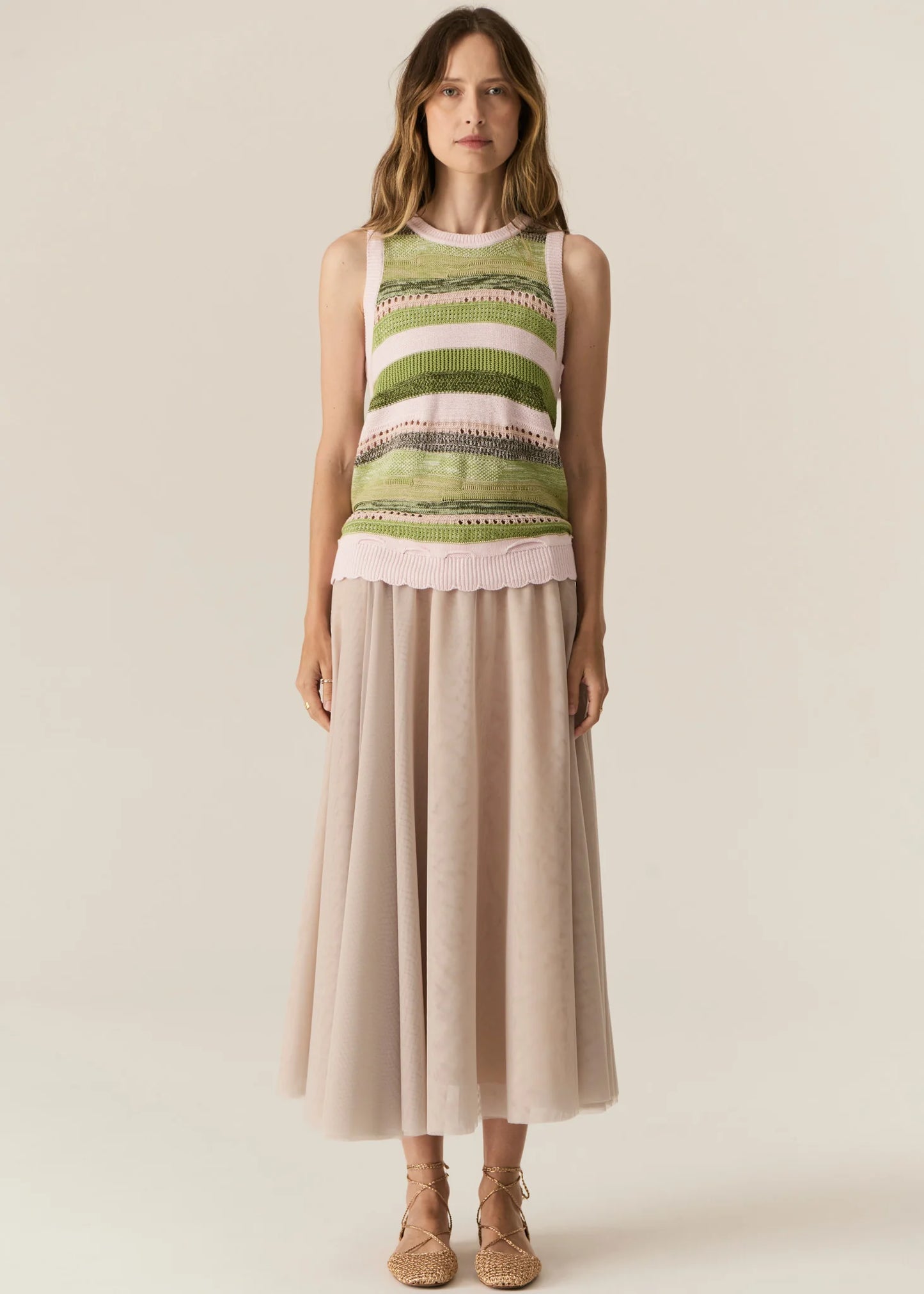 POL Marc Multistripe Tank in Pink Multi - the tartan fox