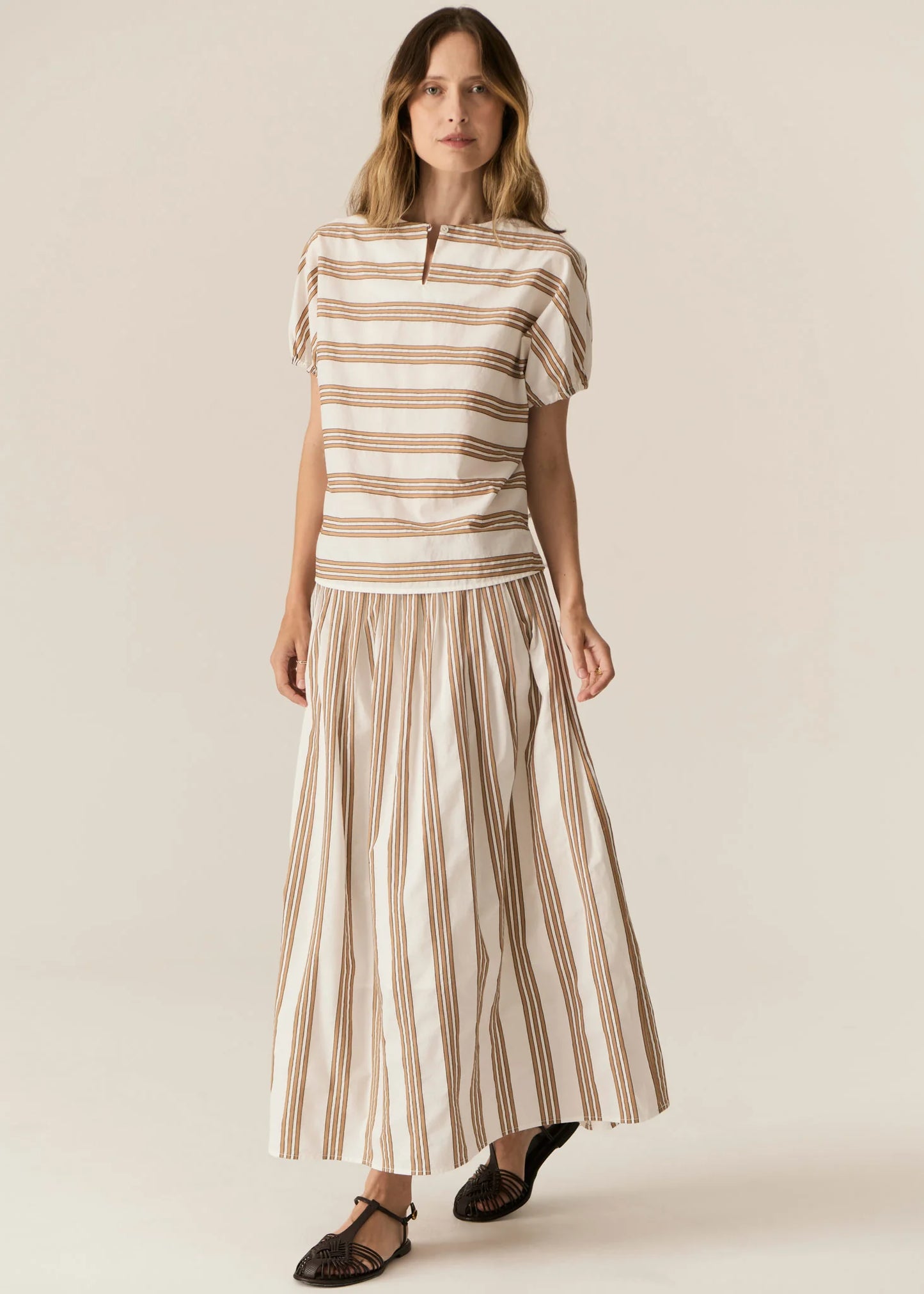 POL Parc Reversible Top in Camel Stripe - the tartan fox
