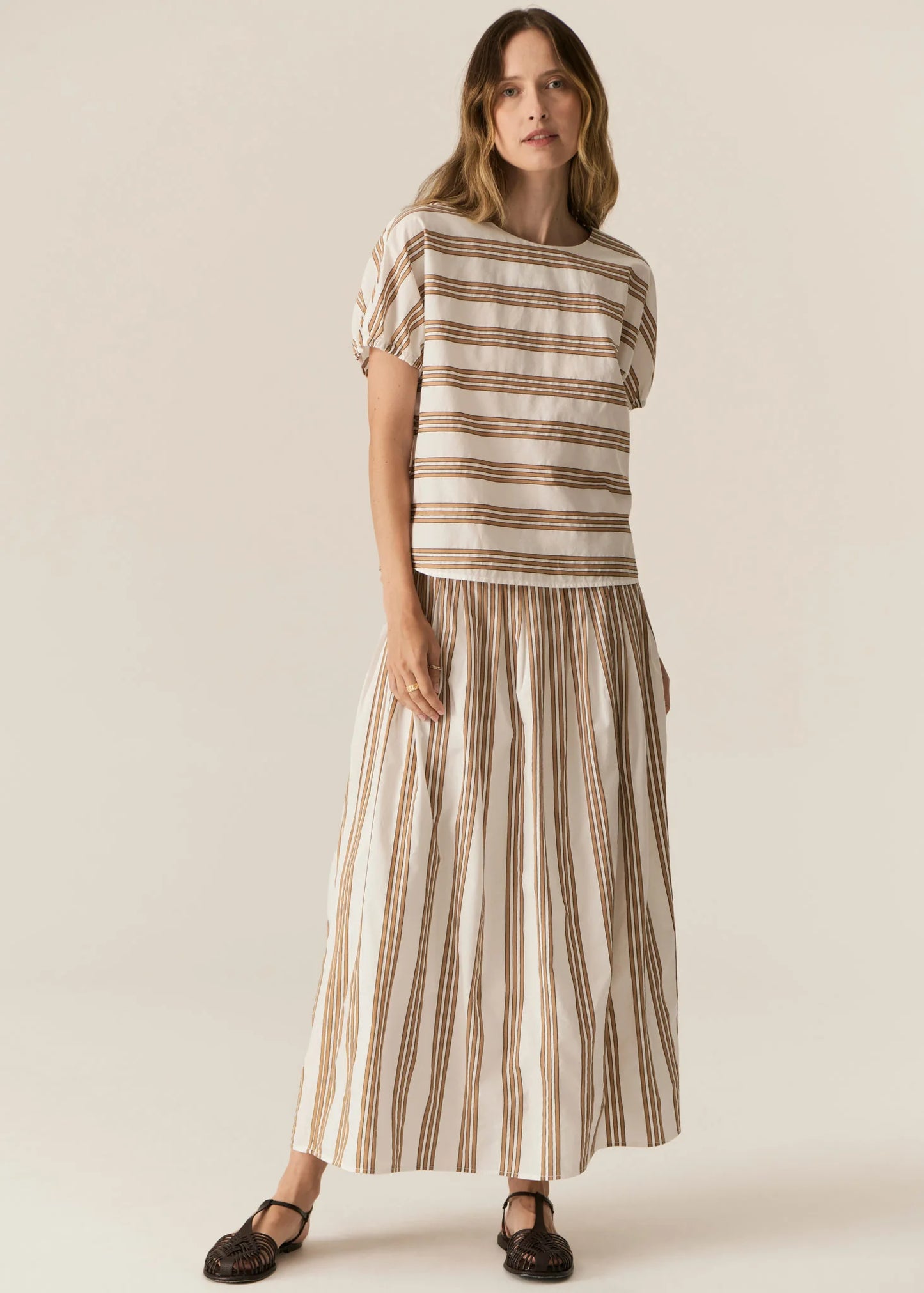 POL Parc Reversible Top in Camel Stripe - the tartan fox