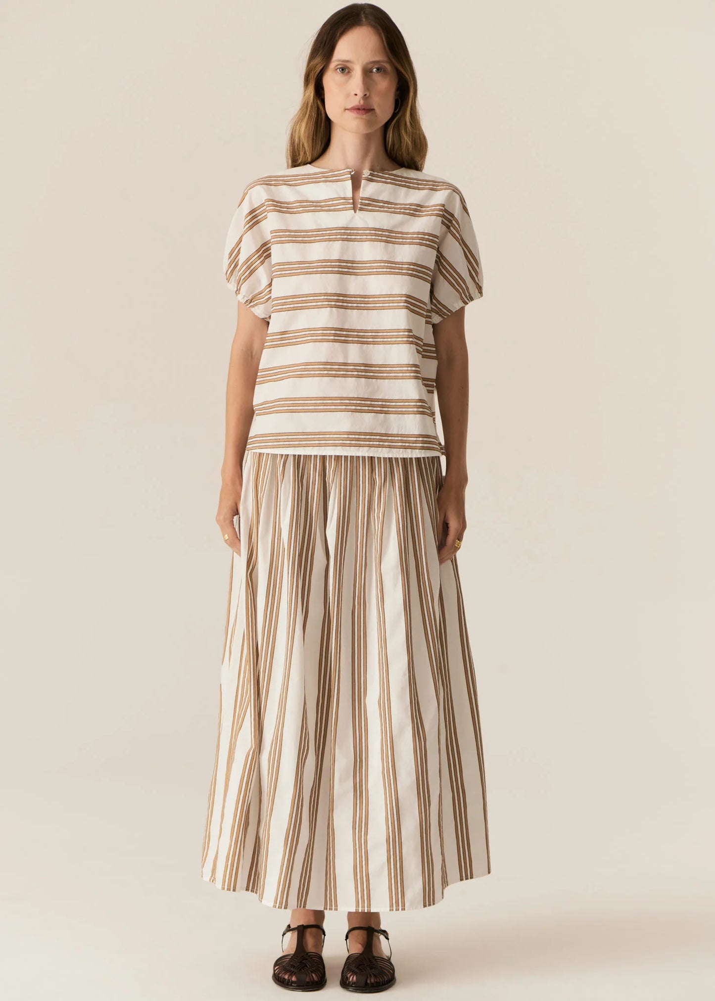 POL Parc Reversible Top in Camel Stripe - the tartan fox