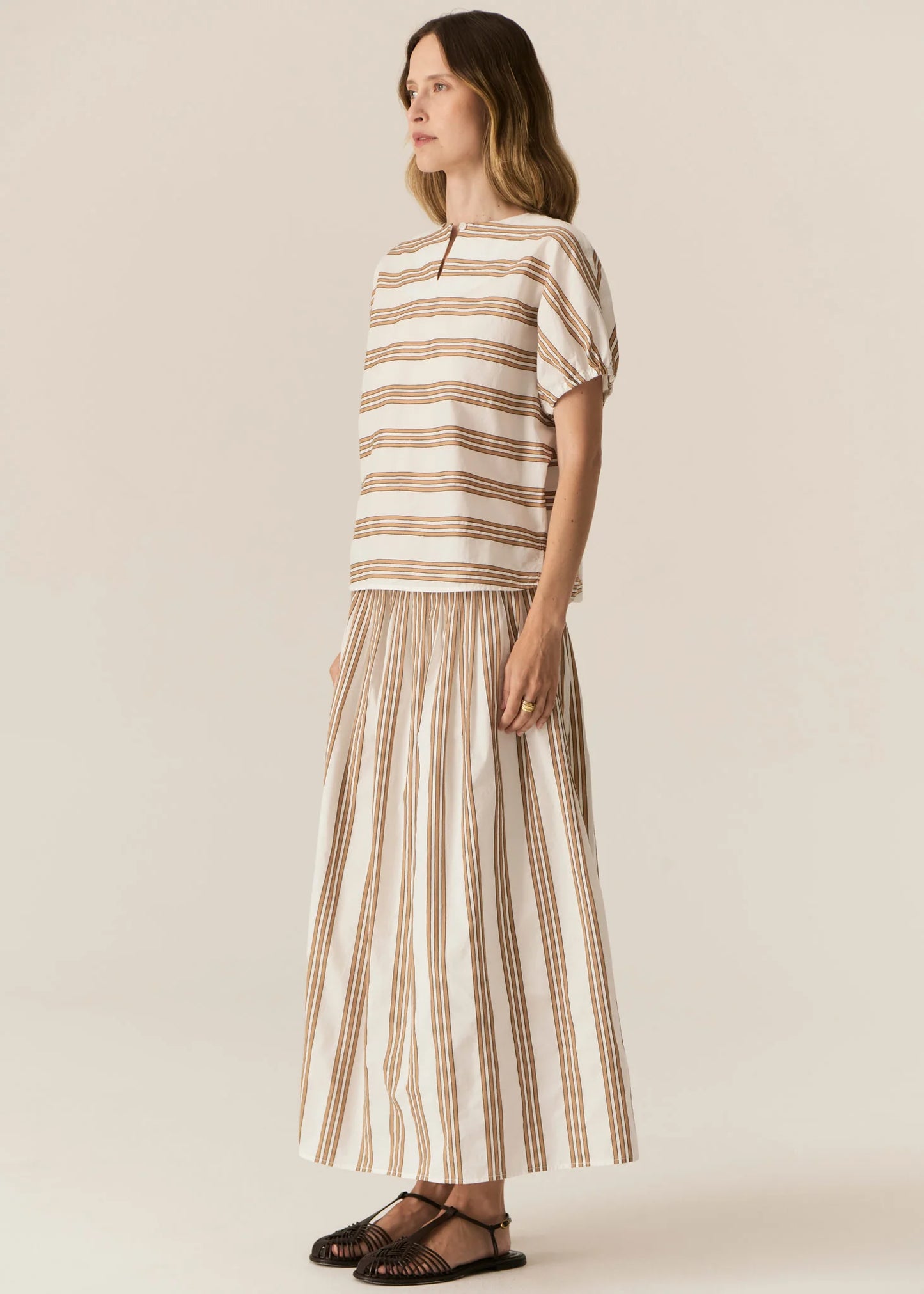 POL Parc Reversible Top in Camel Stripe - the tartan fox