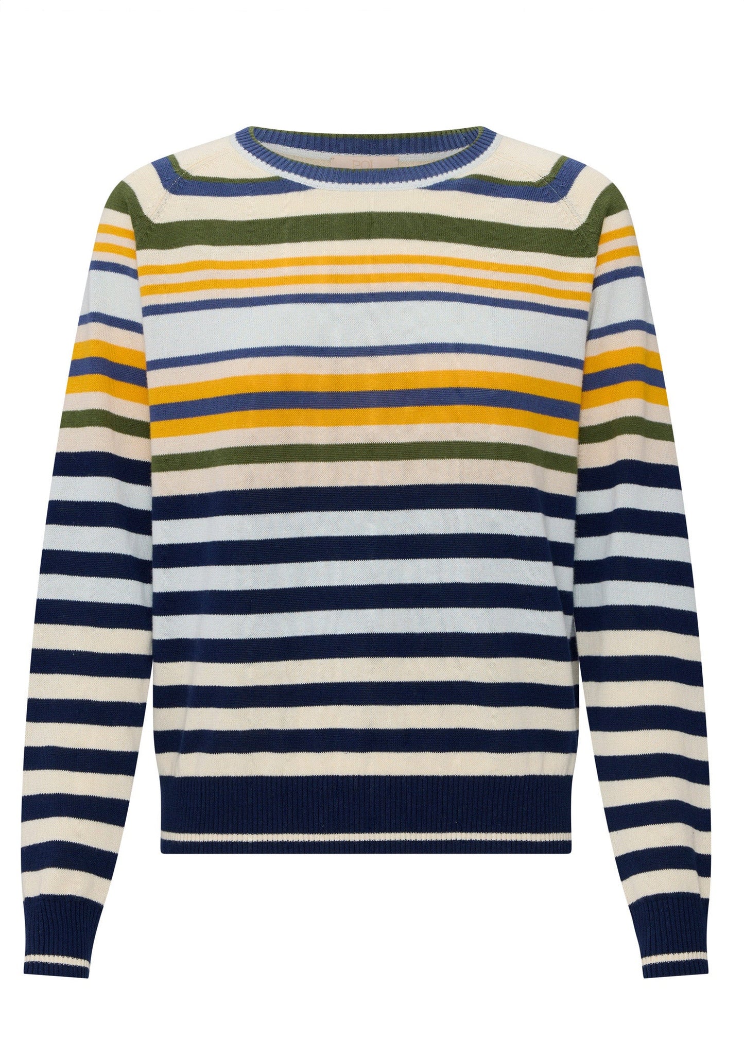 POL Sela Multi Stripe Knit in Ink/Mist/Saffron - the tartan fox