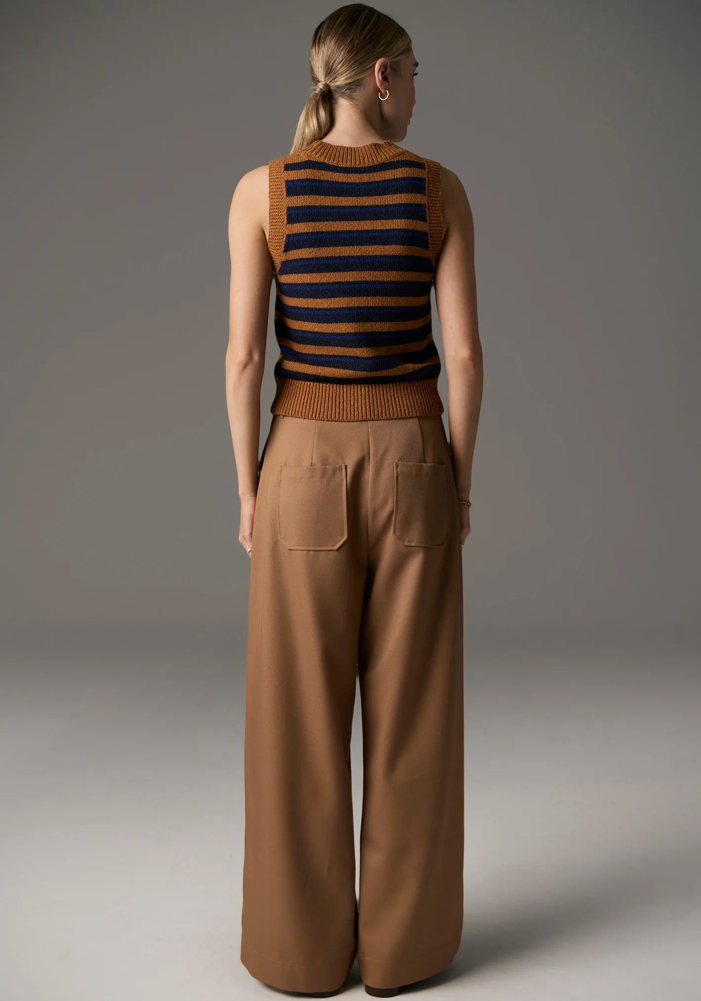 POL Utopia Vest Stripe in Toffee Multi - the tartan fox