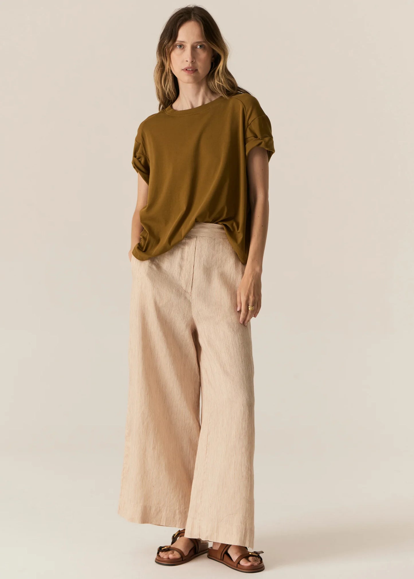 POL Zone Twist Tee in Khaki - the tartan fox