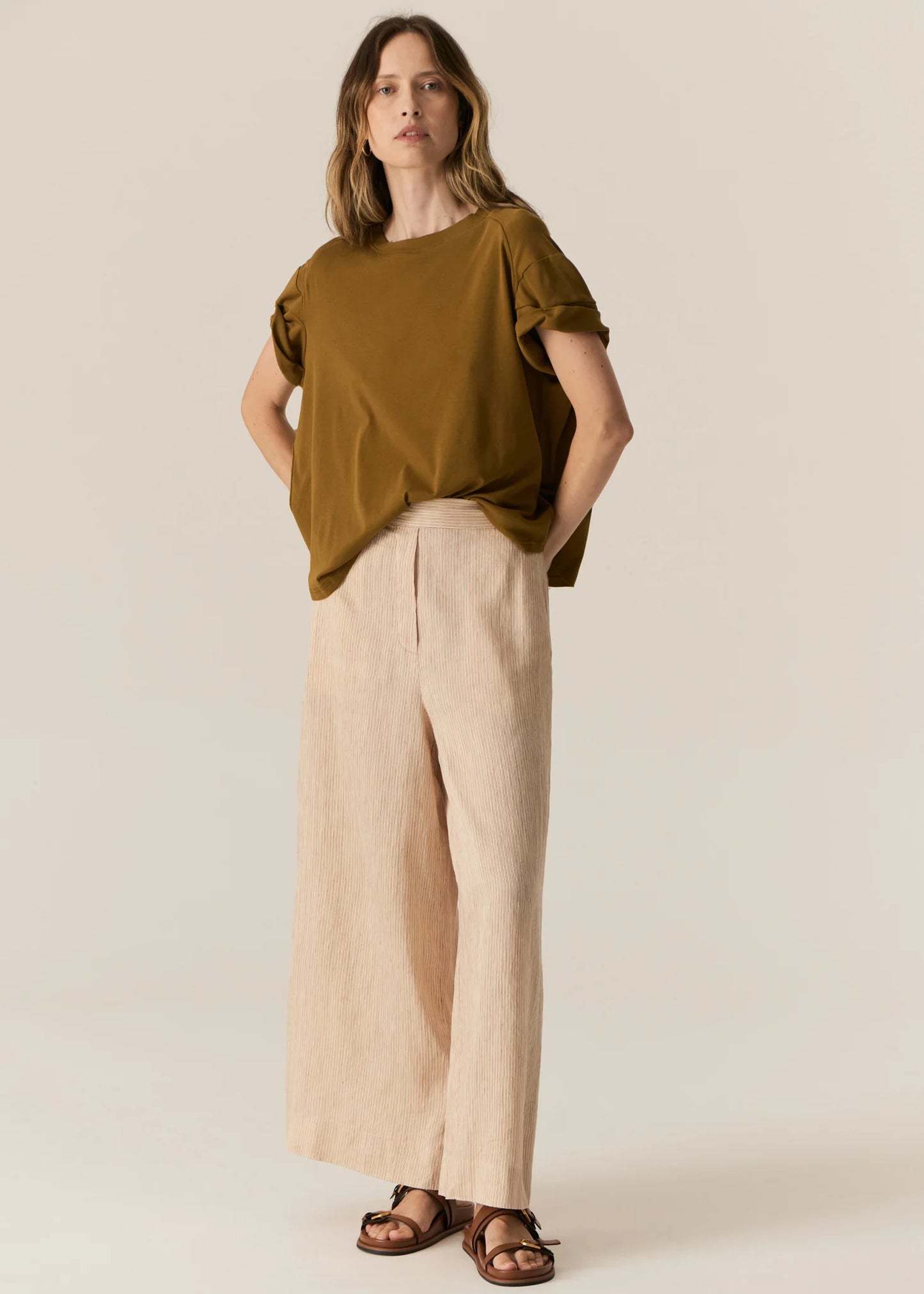 POL Zone Twist Tee in Khaki - the tartan fox