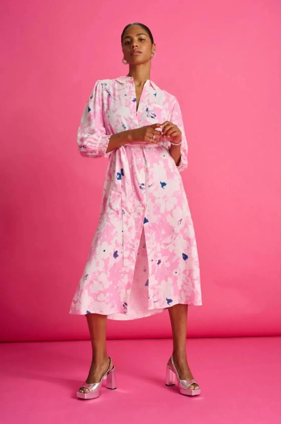 POM Amsterdam Dress in Beau Lilies Pink - the tartan fox