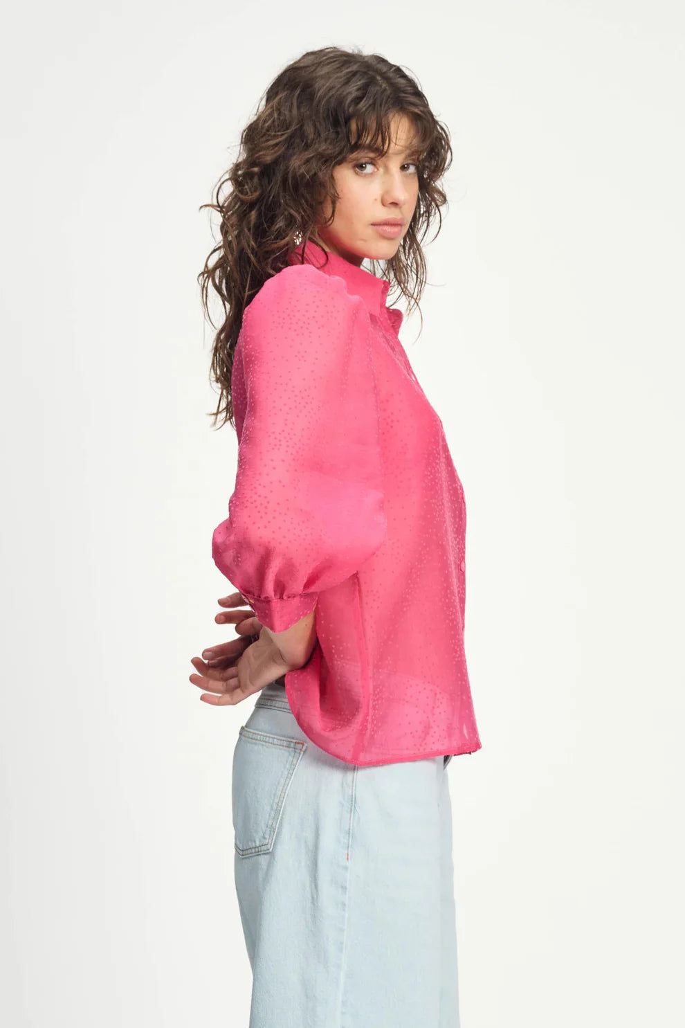 POM Blouse in Raspberry Dots - the tartan fox