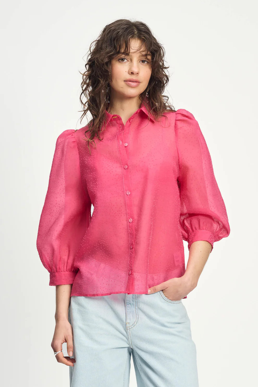 POM Blouse in Raspberry Dots - the tartan fox