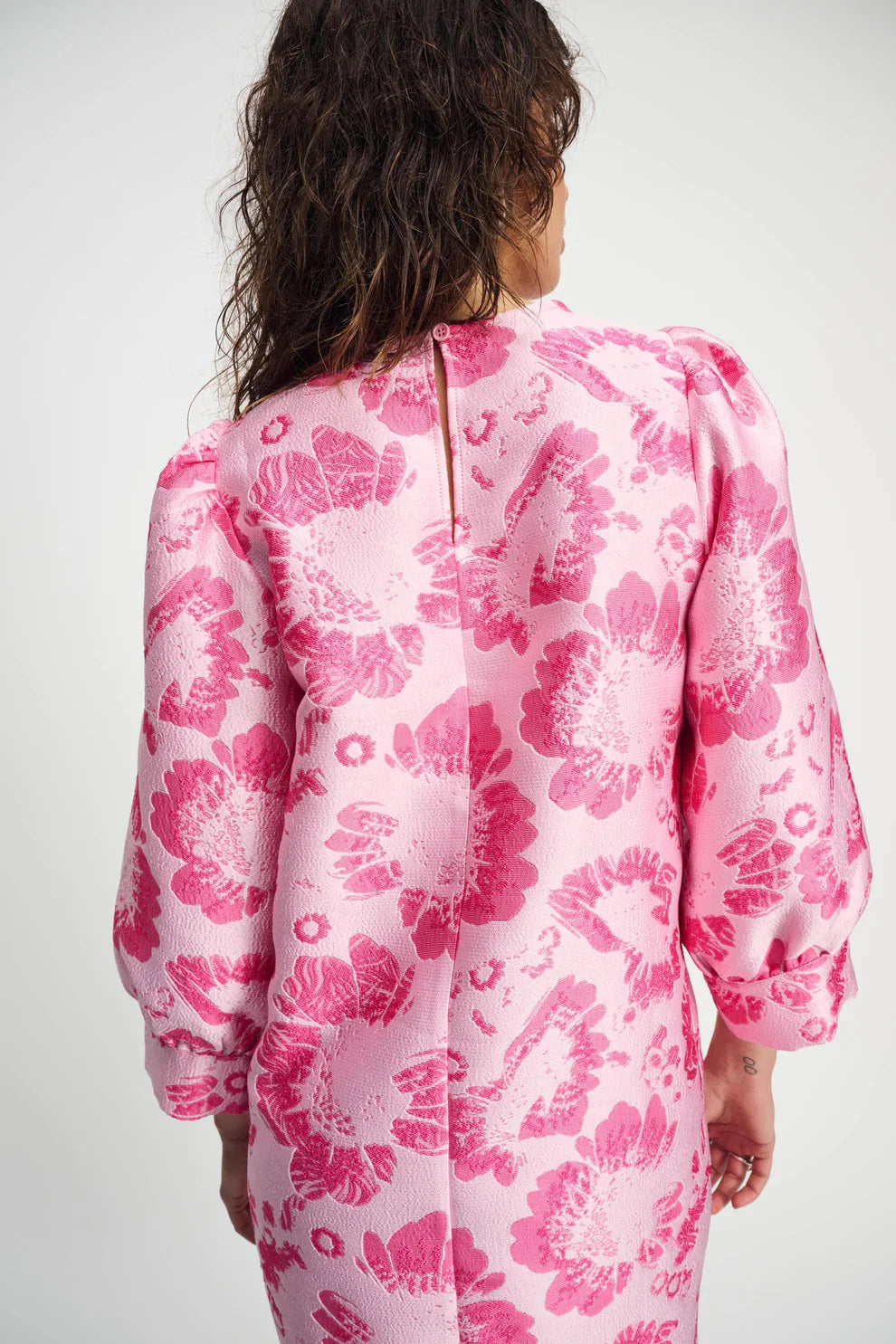 POM Jacquard Dress in Floral Raspberry - the tartan fox