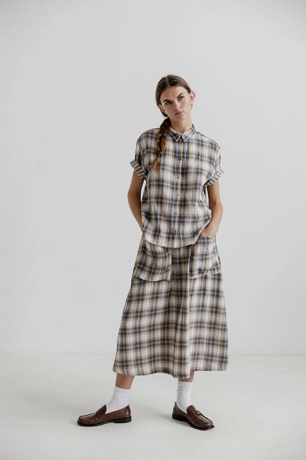 Project AJ117 Messa Shirt in Indigo Check - the tartan fox