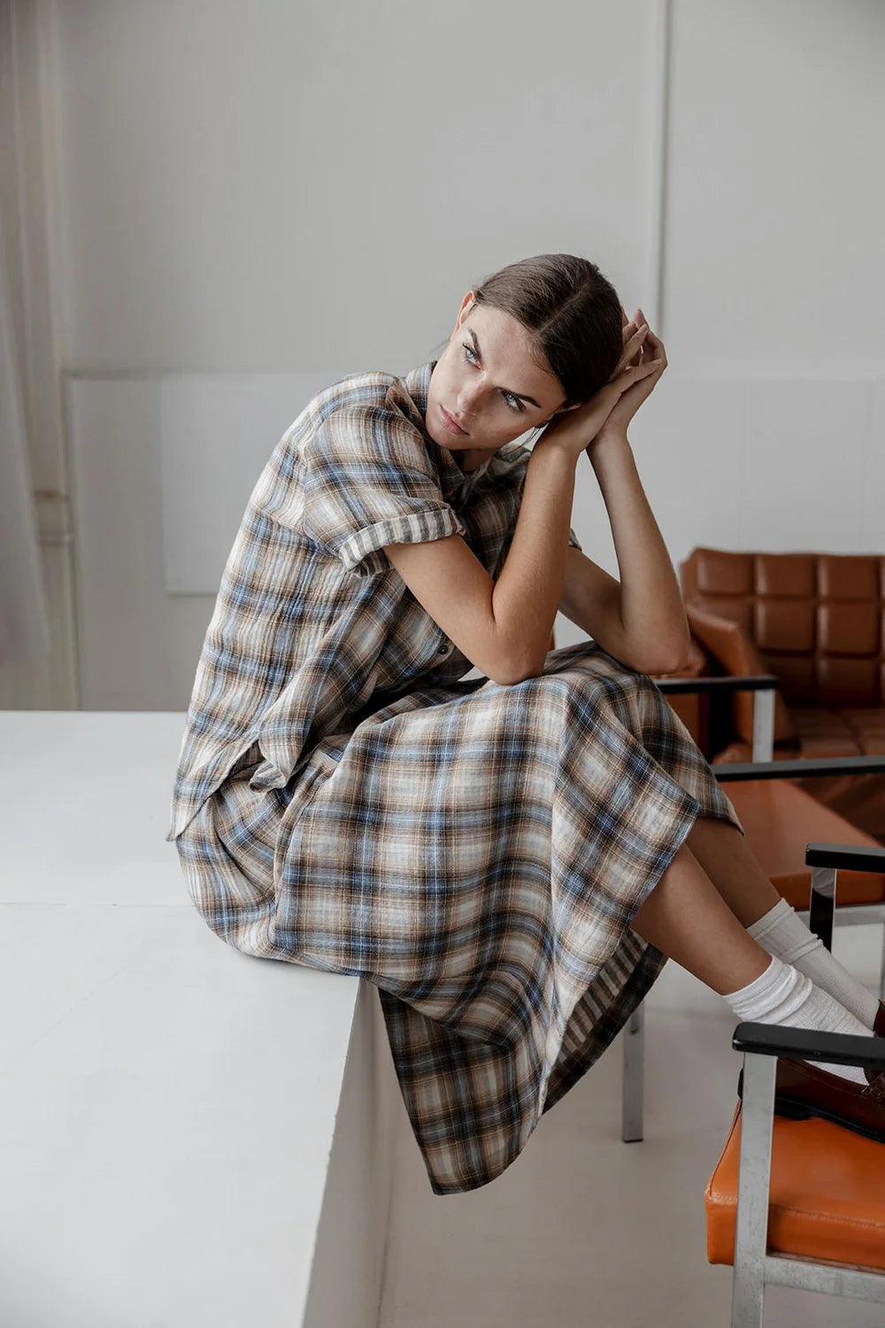 Project AJ117 Messa Shirt in Indigo Check - the tartan fox