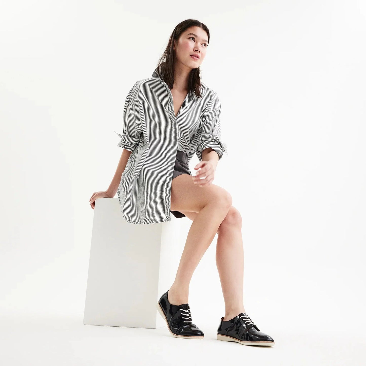 Rollie Derby Supersoft in Black Patent Crinkle Leather - the tartan fox