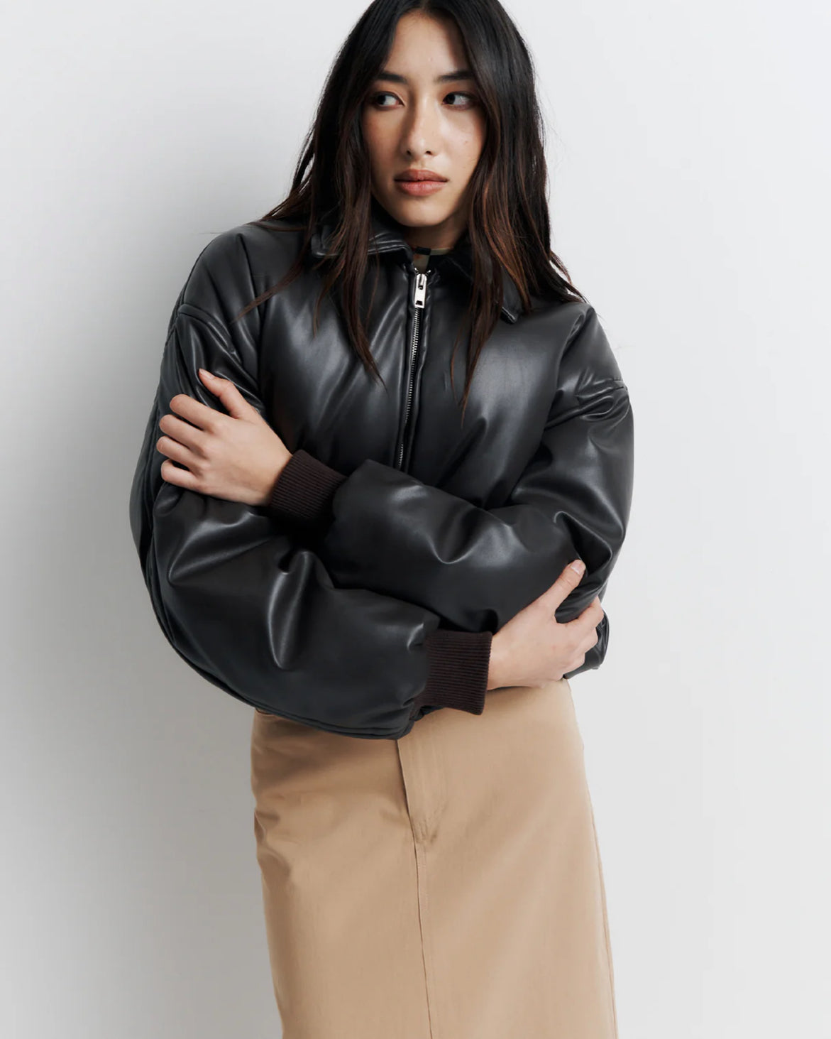 Romy Padded Bomber Jacket in Chocolate - the tartan fox