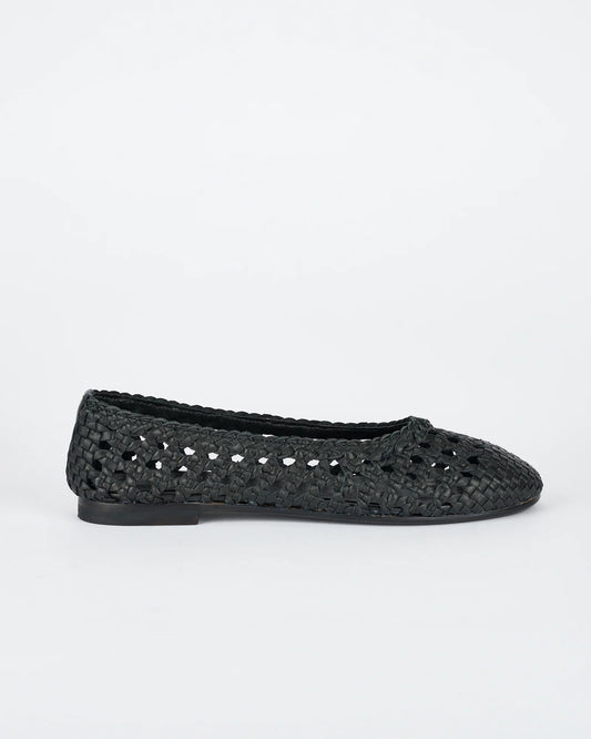 Sol Sana Greene Ballet Flat in Black Leather - the tartan fox