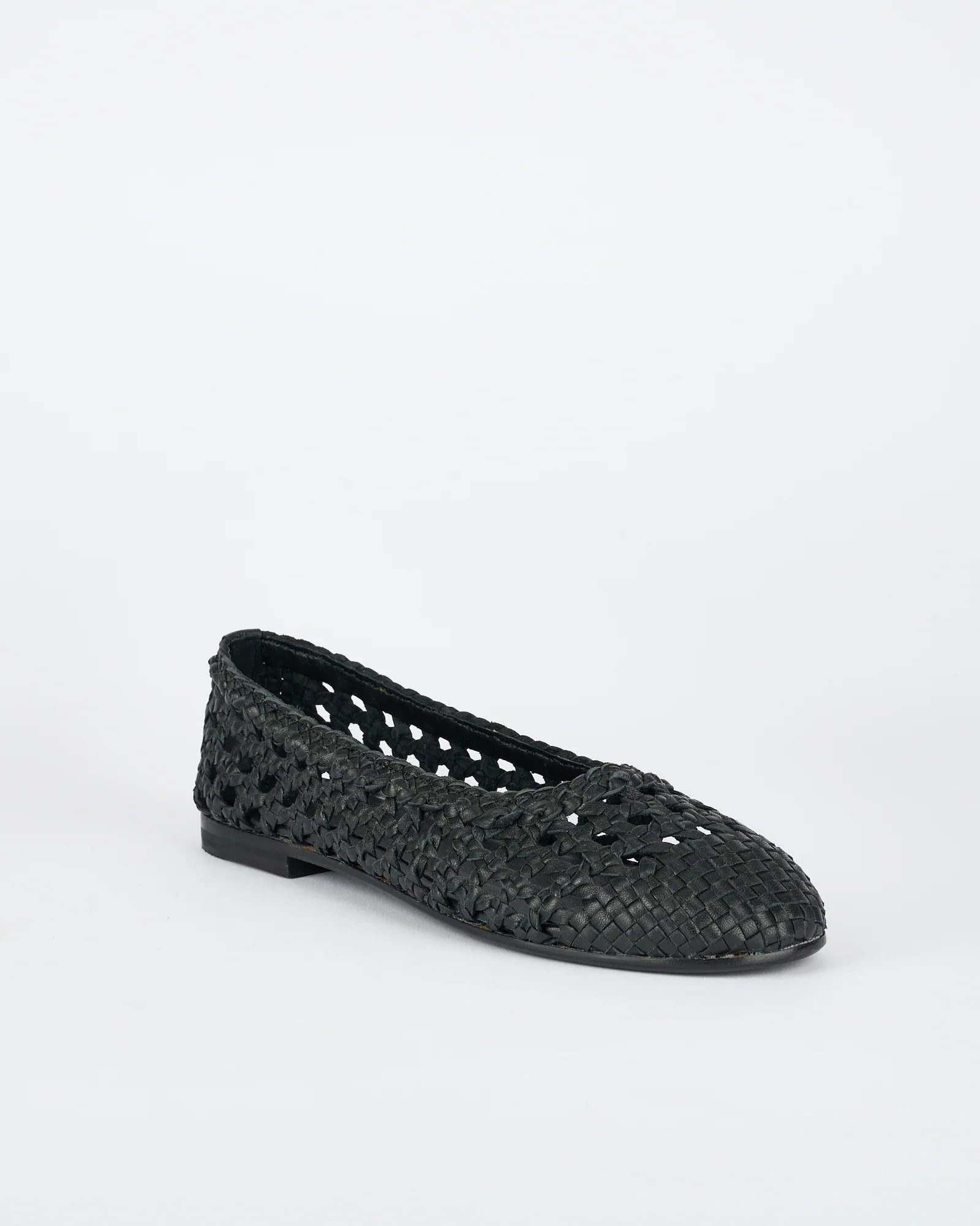 Sol Sana Greene Ballet Flat in Black Leather - the tartan fox