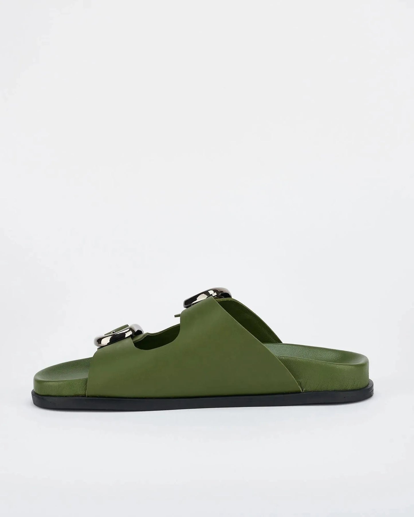 Sol Sana San Jose Footbed Sandal in Forest Green/Silver - the tartan fox