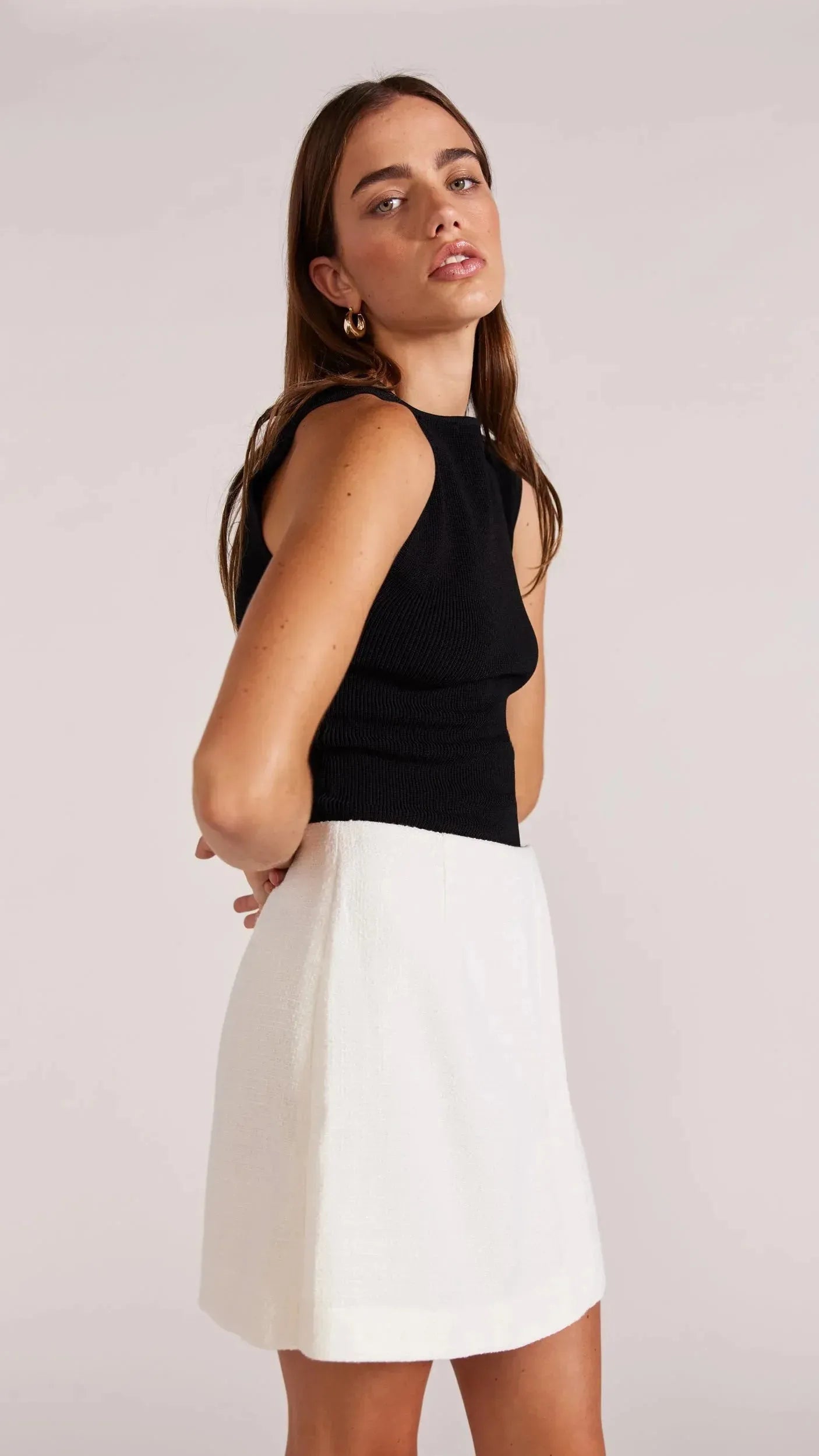 Staple the Label Avril Mini Skirt in White - the tartan fox