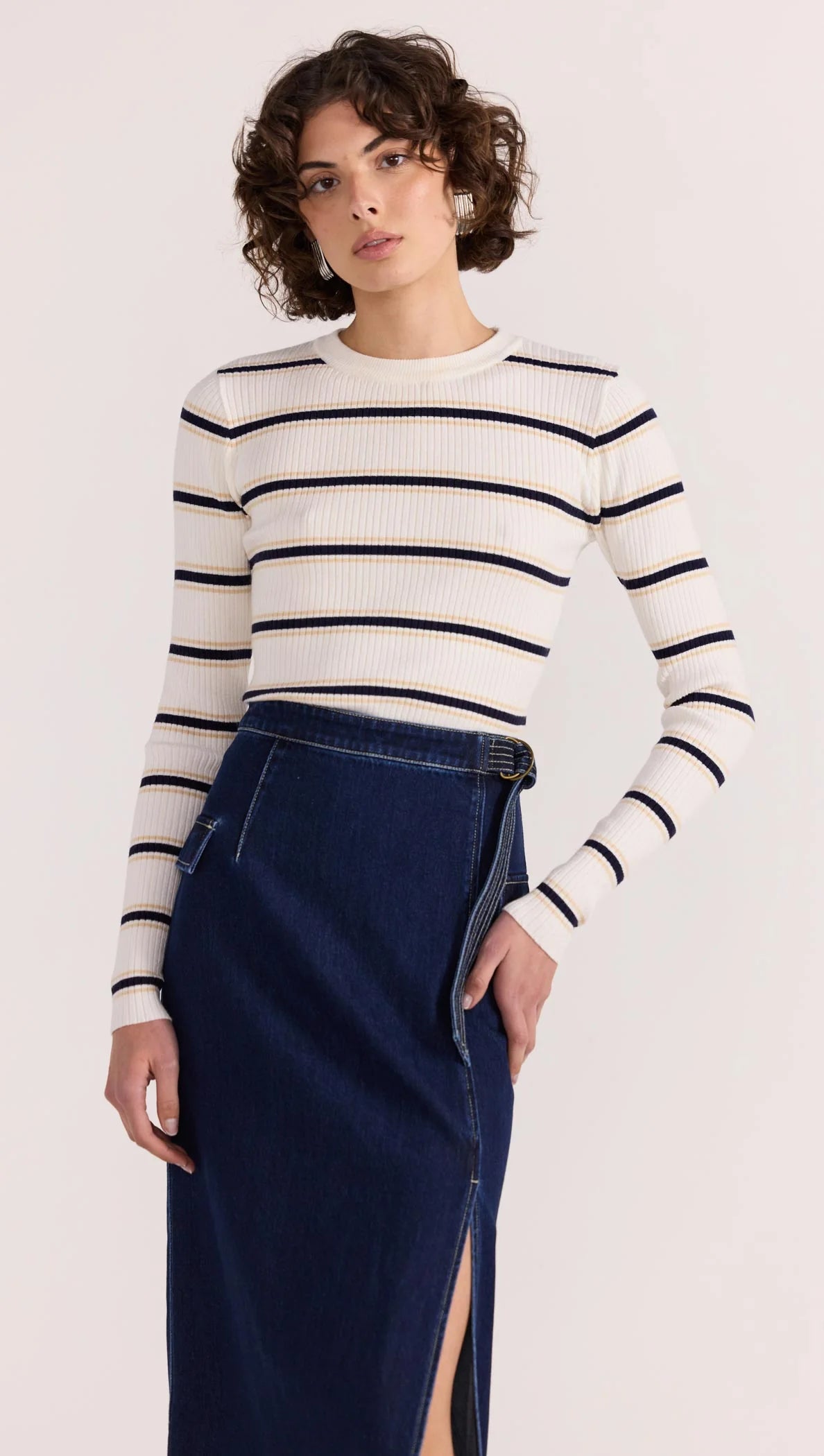 Staple the Label Camille Stripe Knit Top in Stripe - the tartan fox