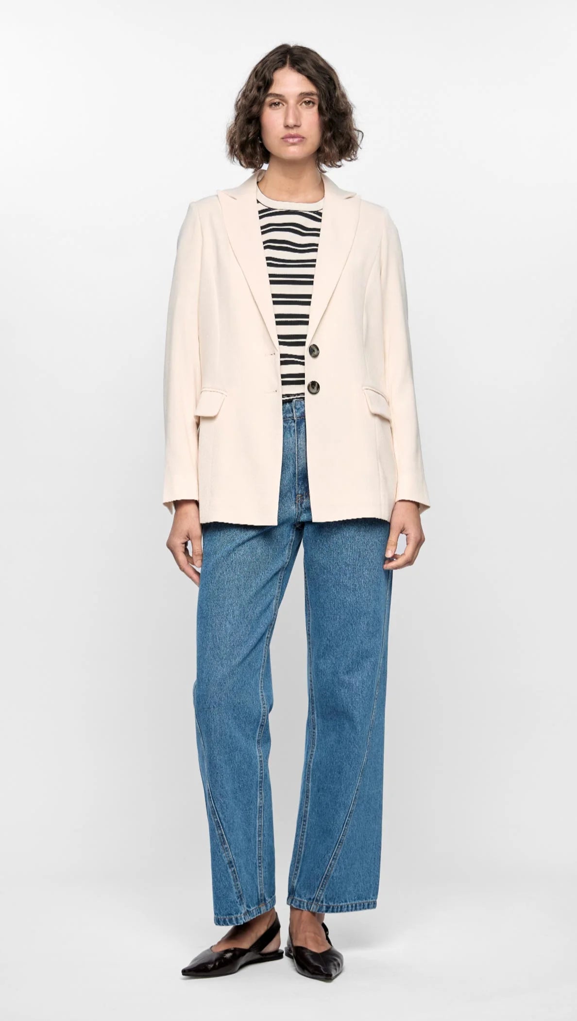 Staple the Label Elara Crop Tee in Black and White Stripe - the tartan fox