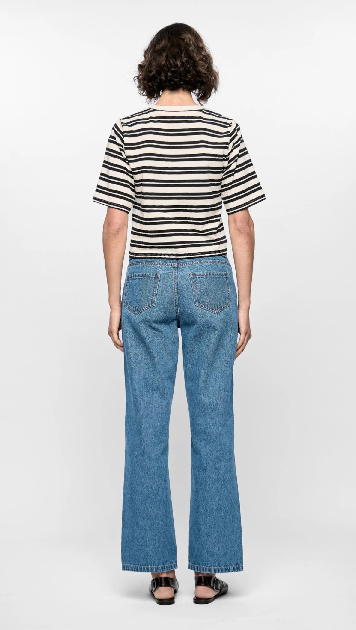 Staple the Label Elara Crop Tee in Black and White Stripe - the tartan fox