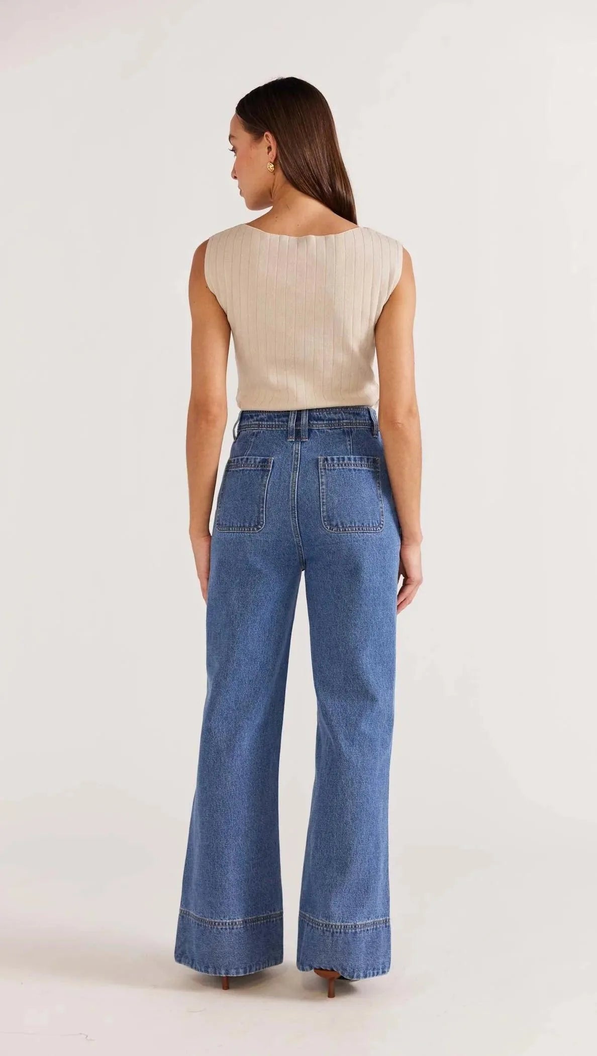 Staple the Label Eva Denim Jeans in Mid Blue - the tartan fox