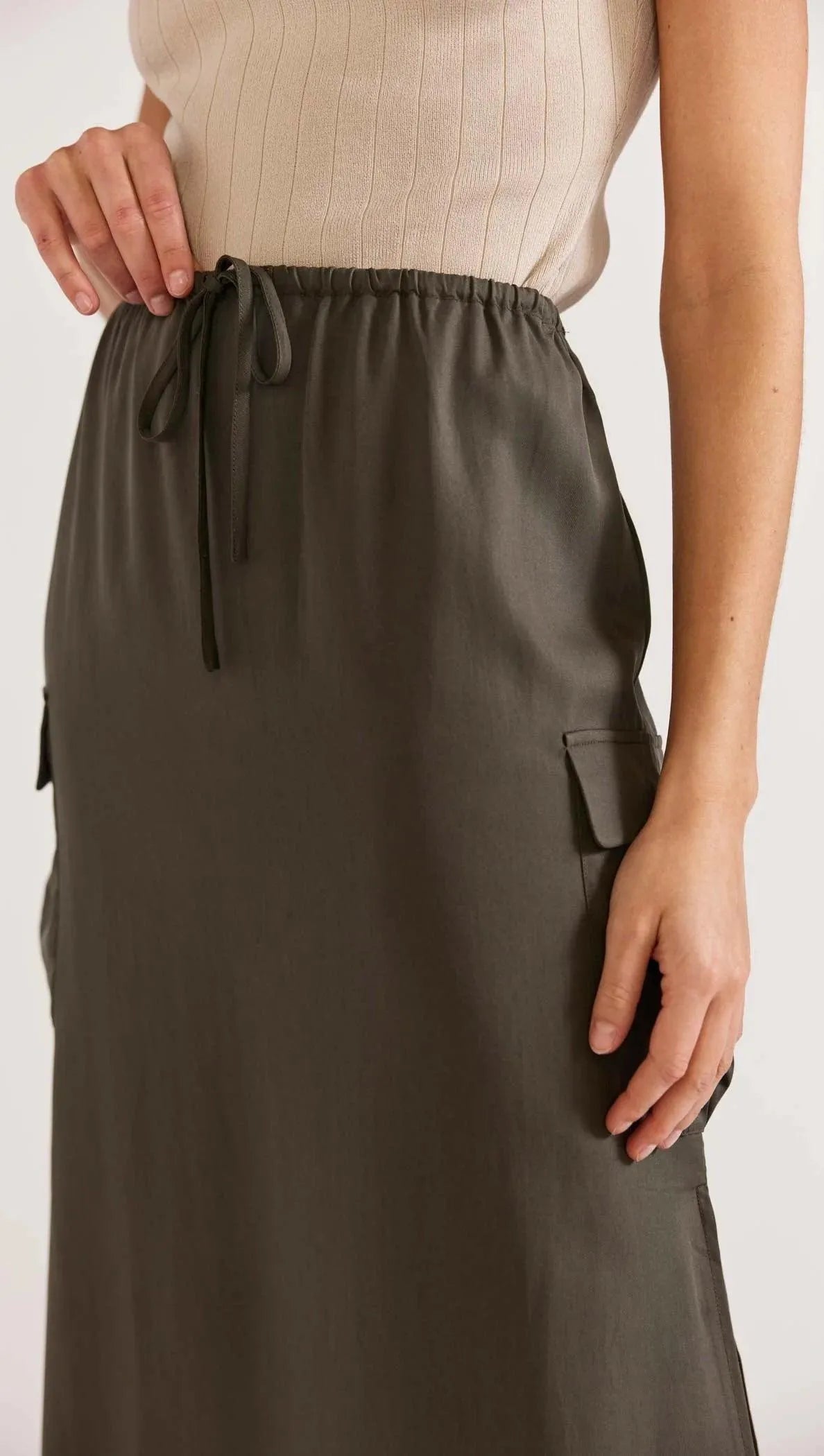 Staple the Label Kendo Cargo Skirt in Khaki - the tartan fox