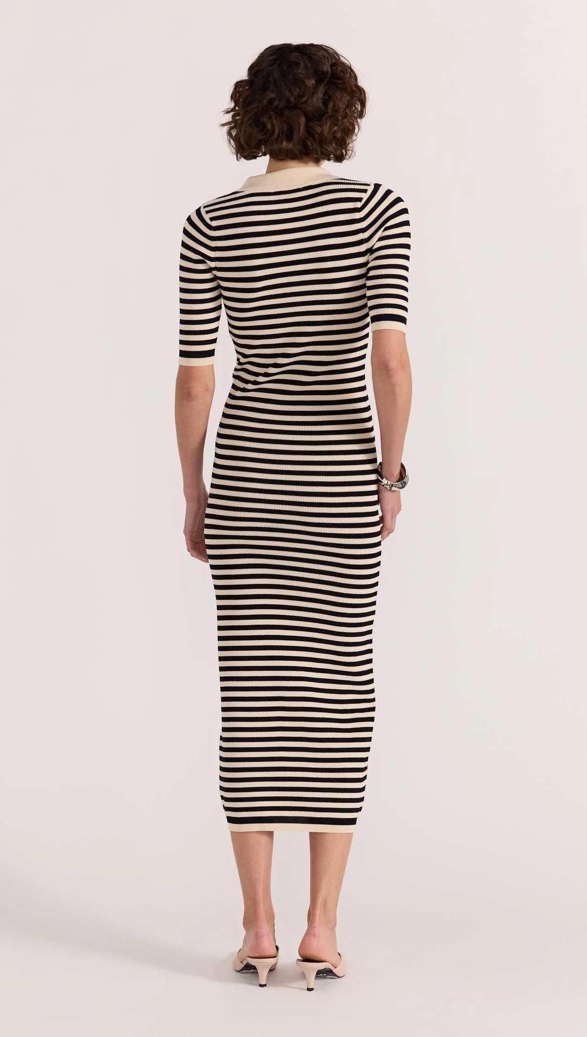 Staple the Label Lana Stripe Knit Dress in Black/Cream - the tartan fox