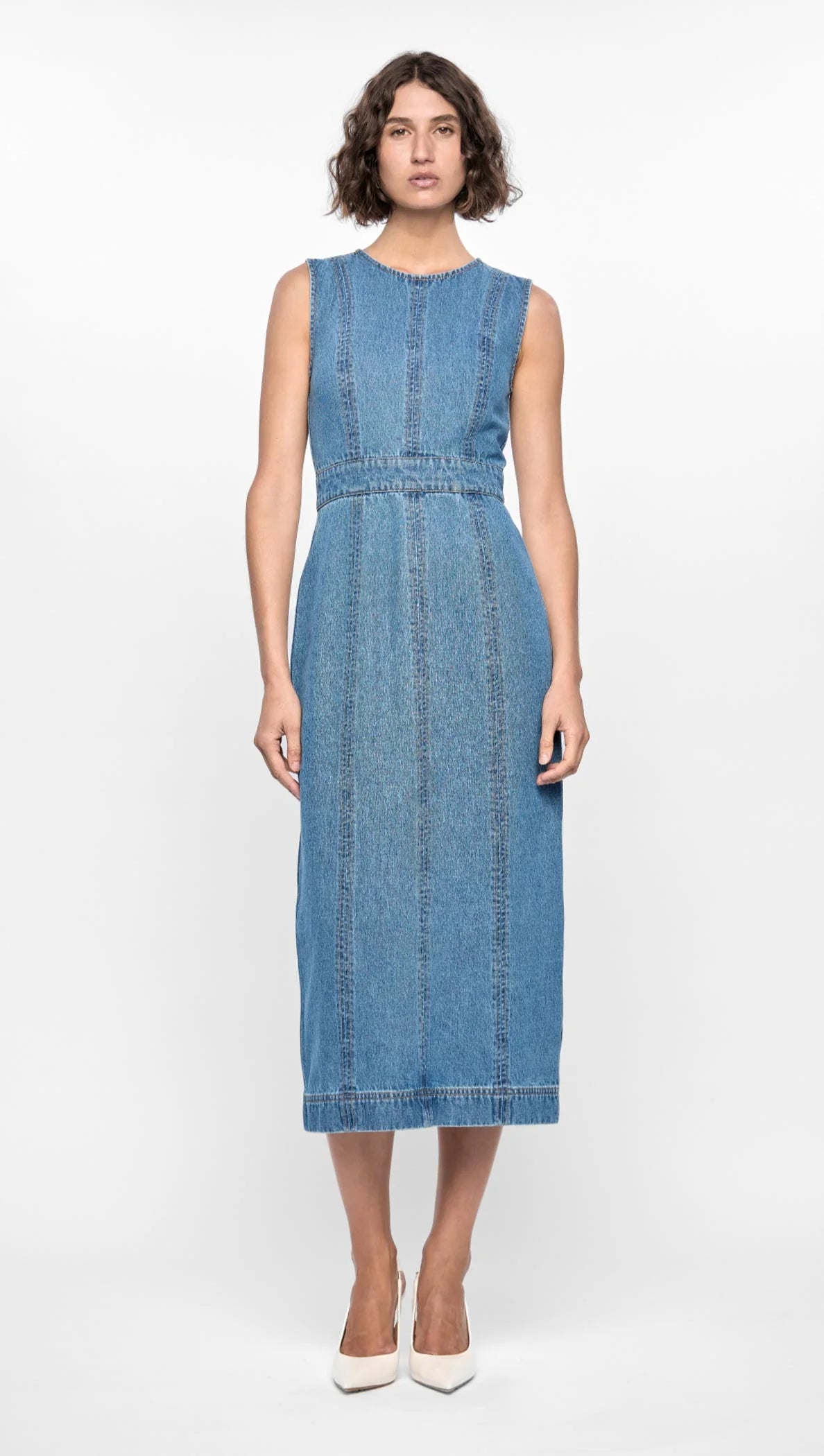 Staple the Label Maverick Denim Dress in Mid-Blue - the tartan fox