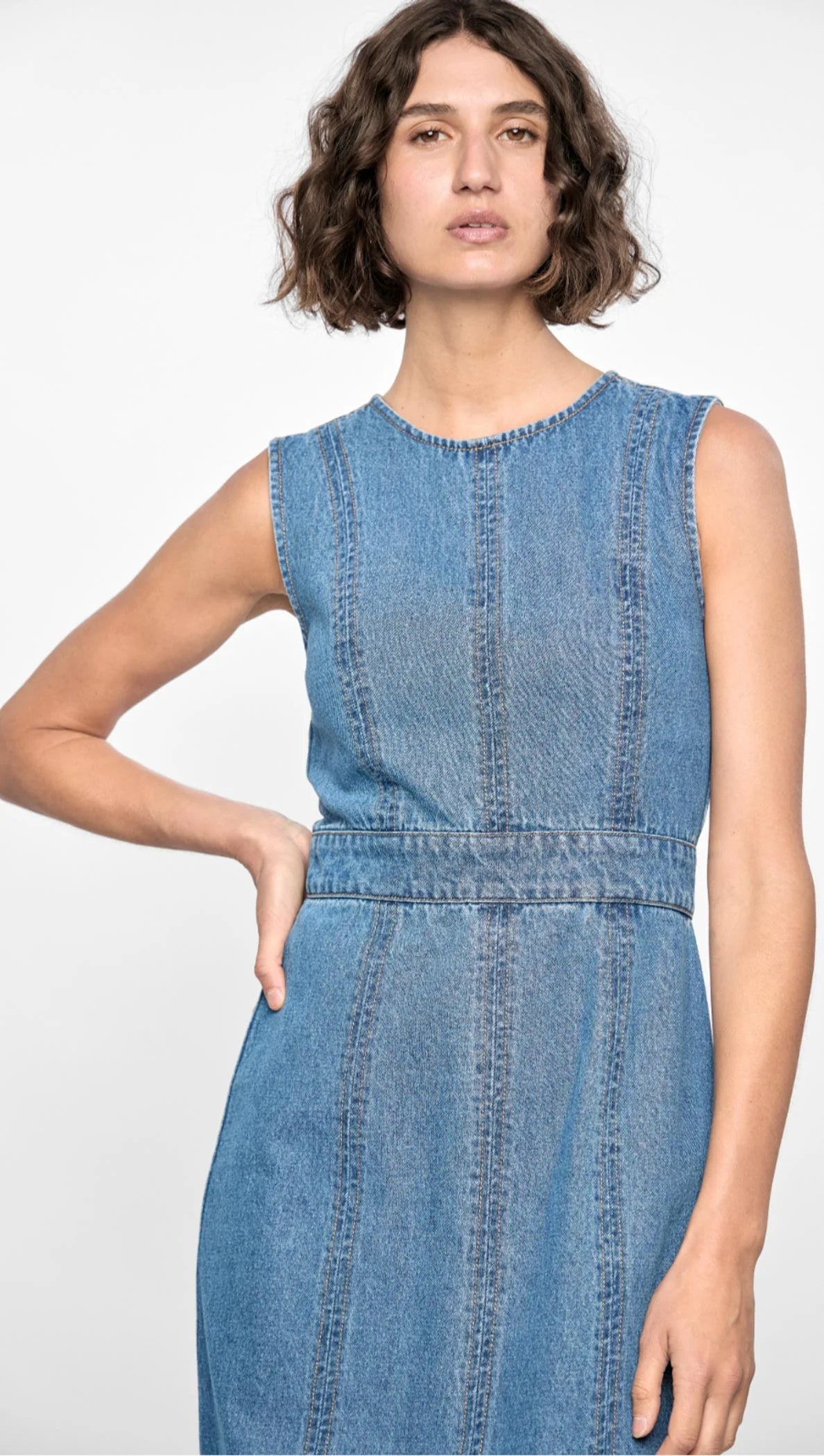 Staple the Label Maverick Denim Dress in Mid-Blue - the tartan fox