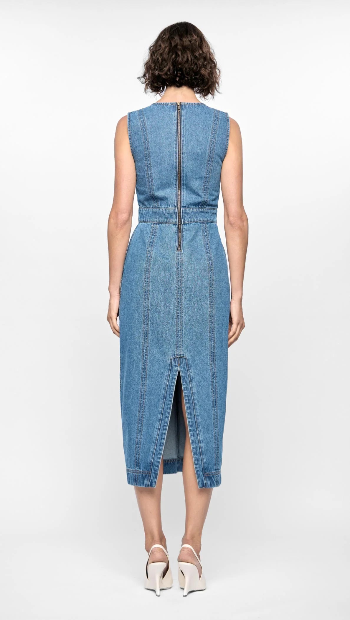 Staple the Label Maverick Denim Dress in Mid-Blue - the tartan fox