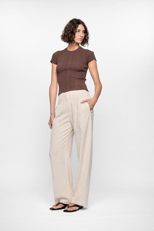 Staple the Label Maya Rib Knit Tee in Espresso - the tartan fox