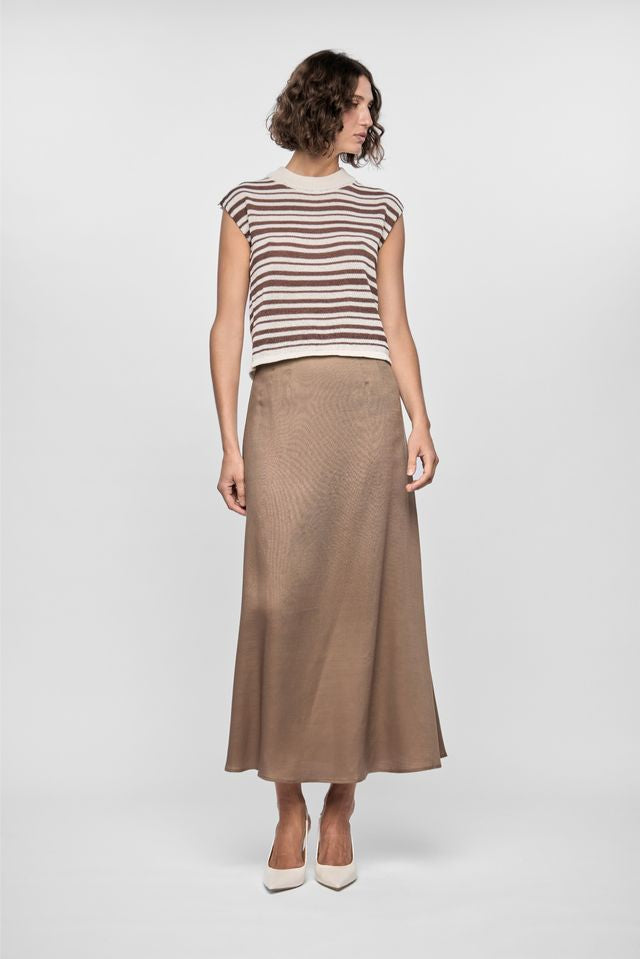 Staple the Label Palmer Stripe Knit Tank in White/Espresso - the tartan fox