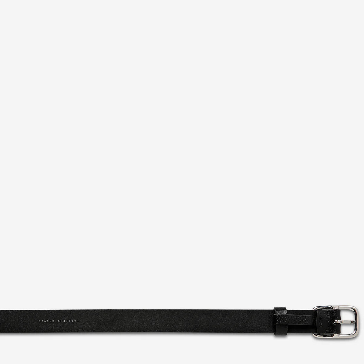 Status Anxiety Nobody’s Fault Leather Belt in Black / Silver - the tartan fox