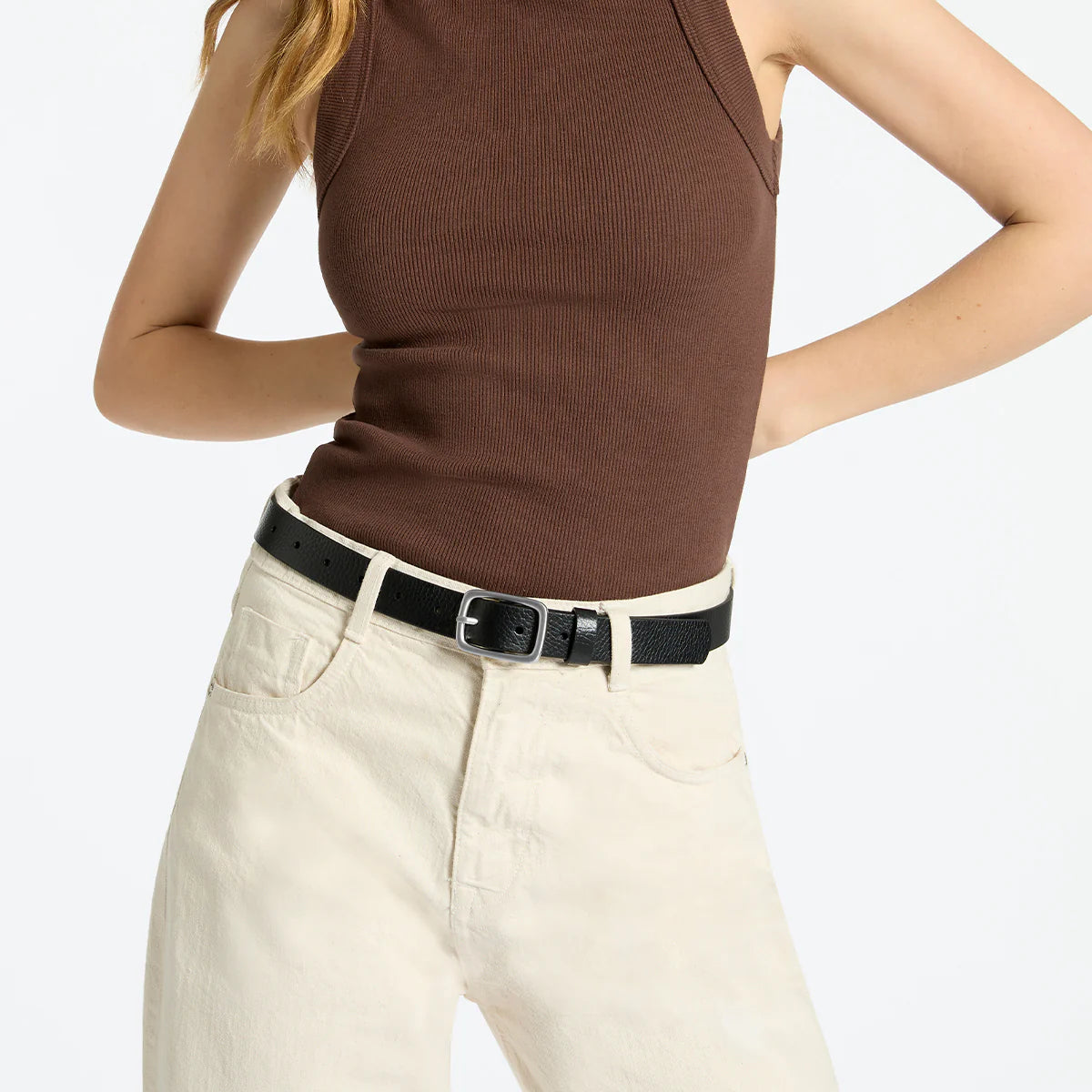 Status Anxiety Nobody’s Fault Leather Belt in Black / Silver - the tartan fox