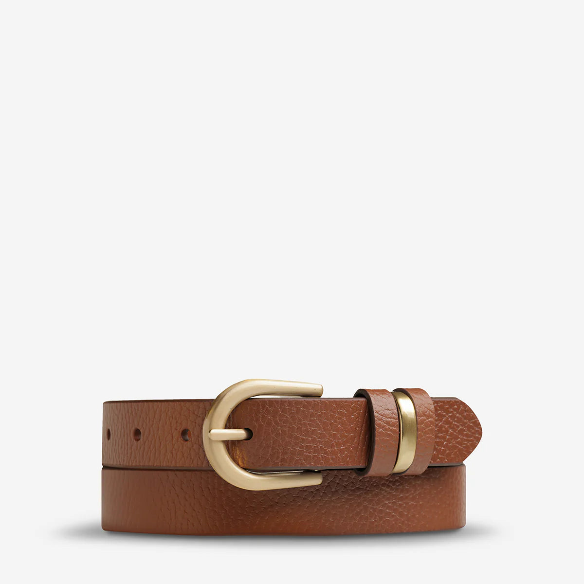 Status Anxiety Over and Over Leather Belt in Tan / Gold - the tartan fox