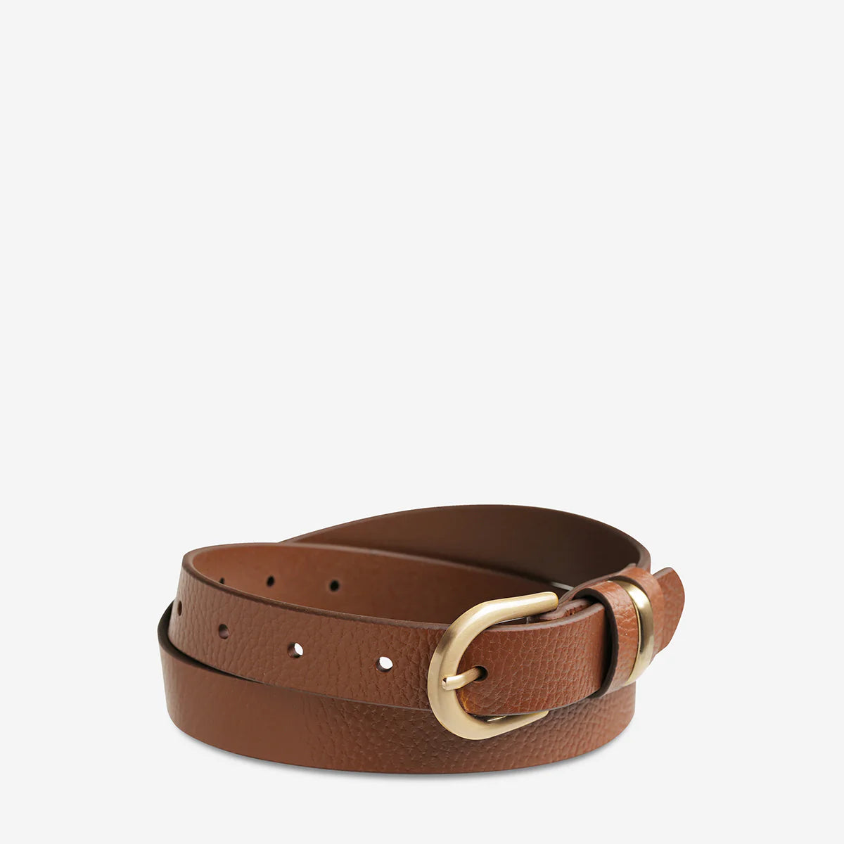Status Anxiety Over and Over Leather Belt in Tan / Gold - the tartan fox