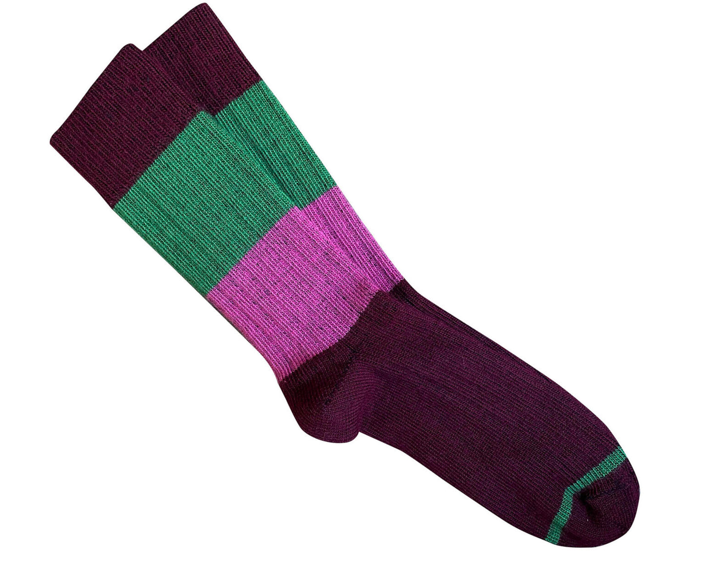 Tightology Chunky Rib Merino Wool Socks in Burgundy Stripe - the tartan fox