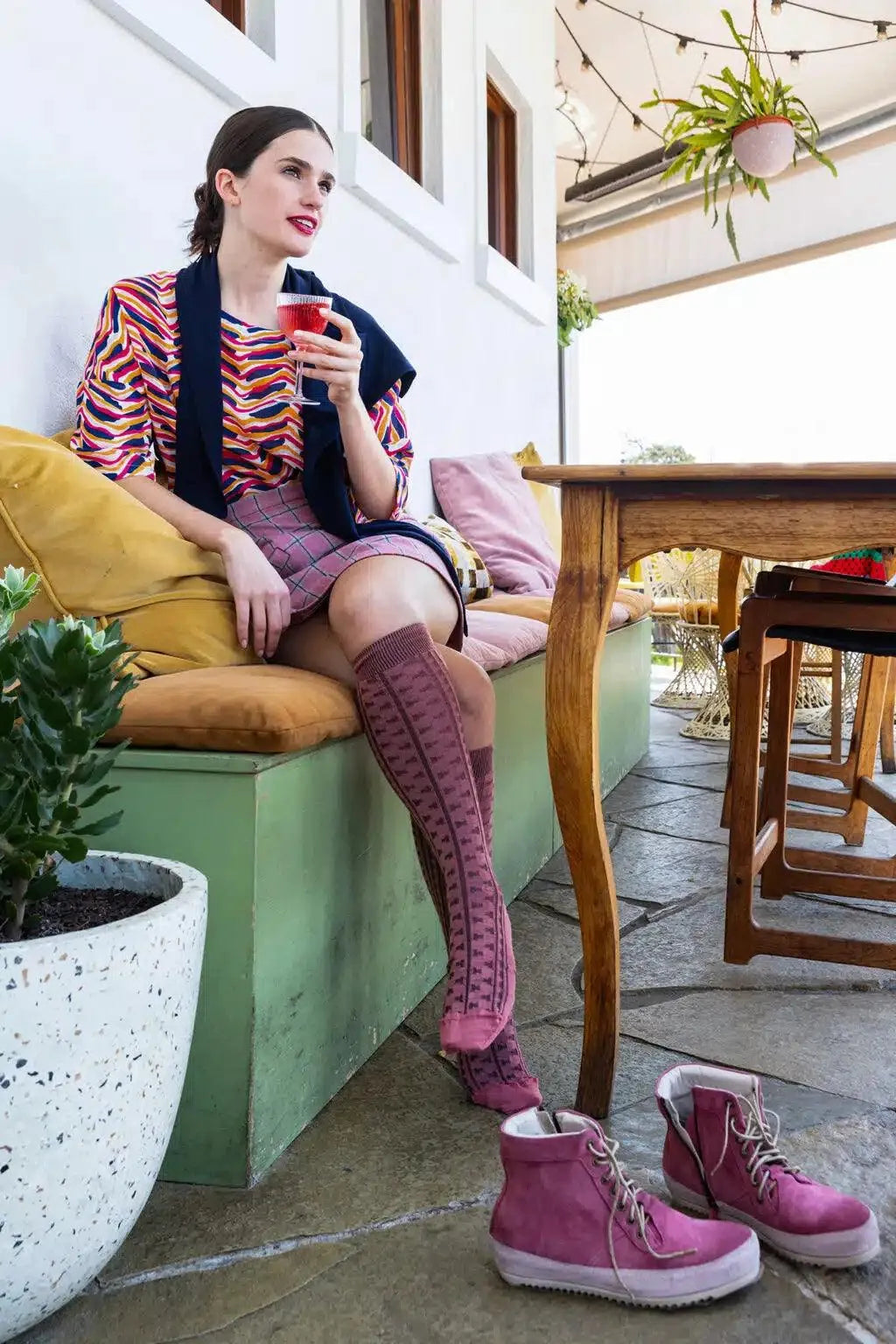 Tightology Industry Merino Wool Socks in Pink - the tartan fox