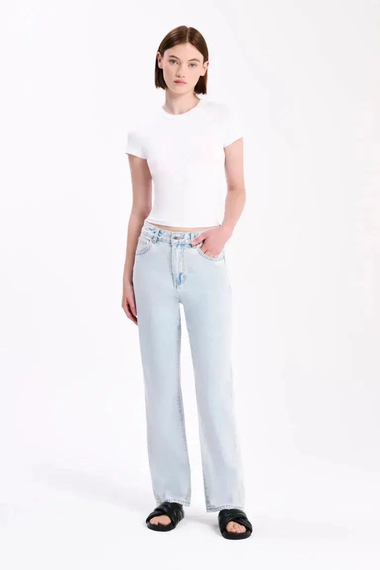 Nude Lucy Organic Straight Leg Jean in Bleach Blue - the tartan fox