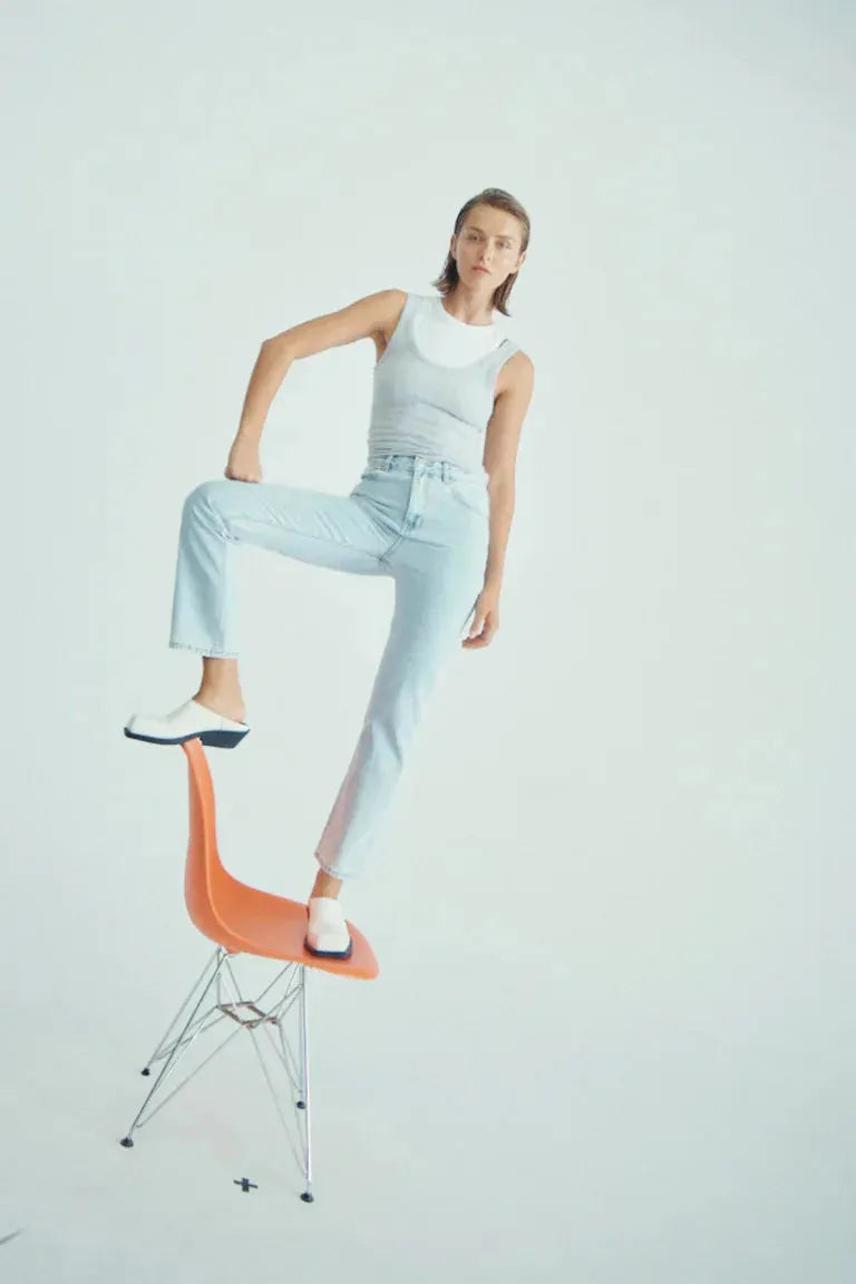 Nude Lucy Organic Straight Leg Jean in Bleach Blue - the tartan fox