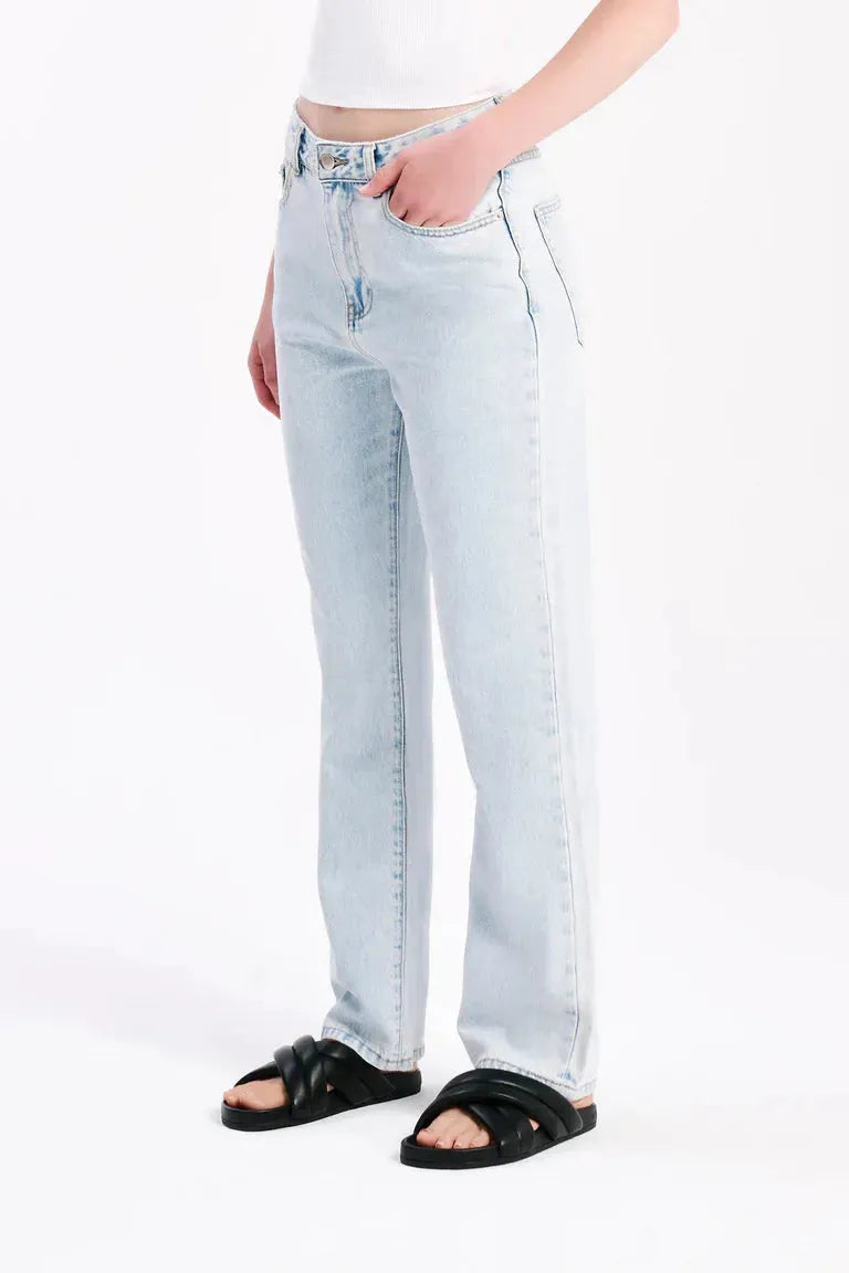 Nude Lucy Organic Straight Leg Jean in Bleach Blue - the tartan fox