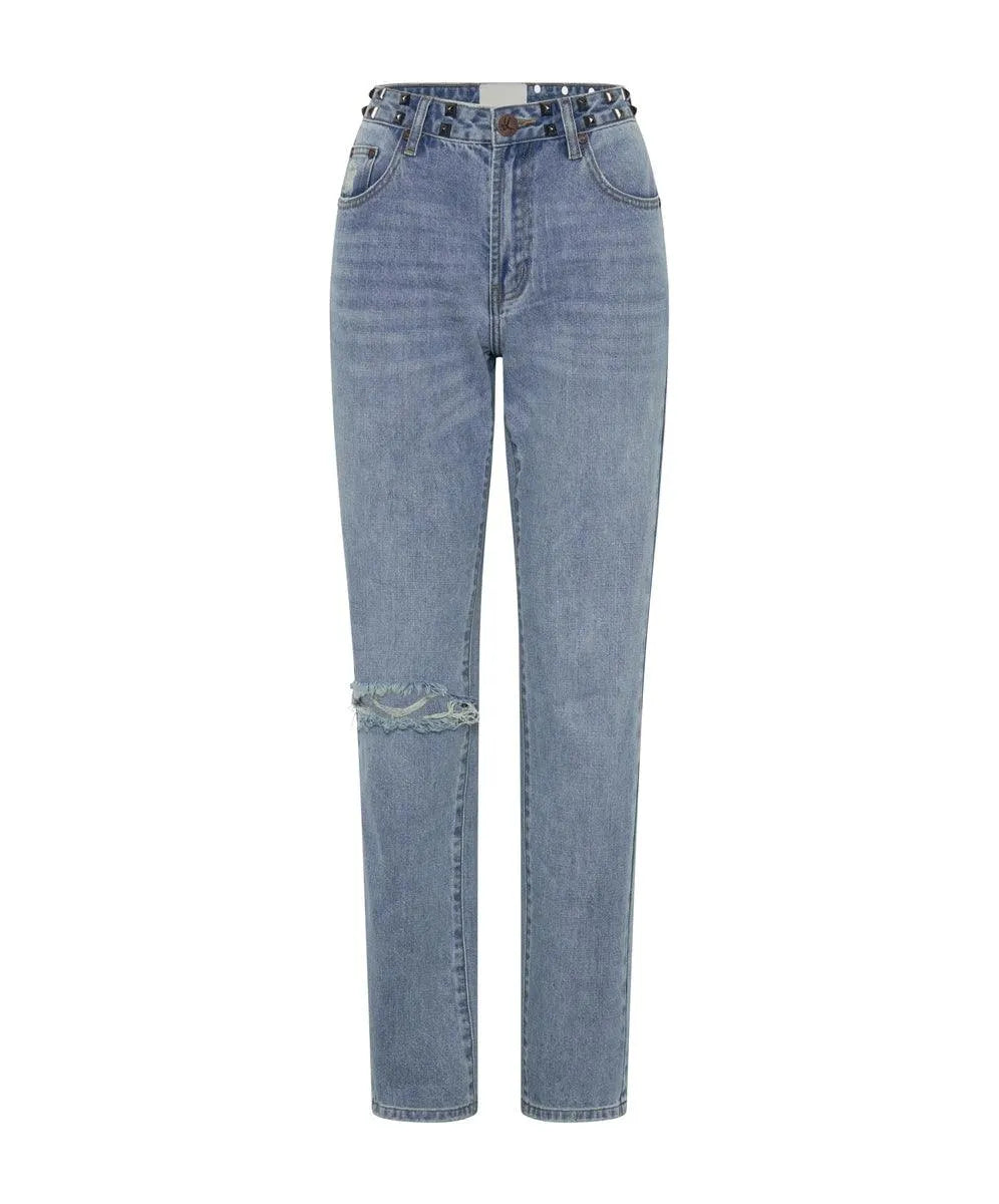 One Teaspoon Hendrixe Truckers Mid Rise Straight Leg Jean - the tartan fox