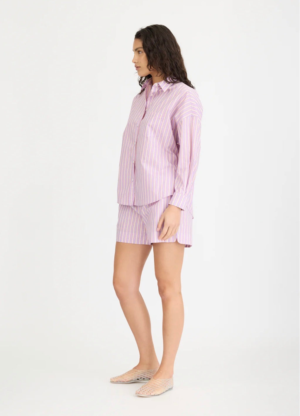 LMND Chiara Long Sleeve Shirt Stripe Viola / True Red / Cherry