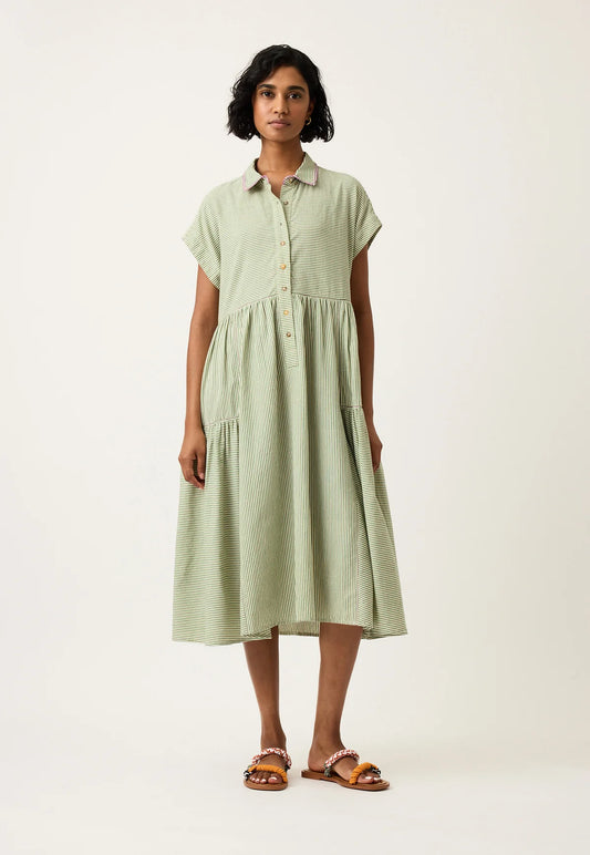 Nancybird Maja Dress in Green Stripe