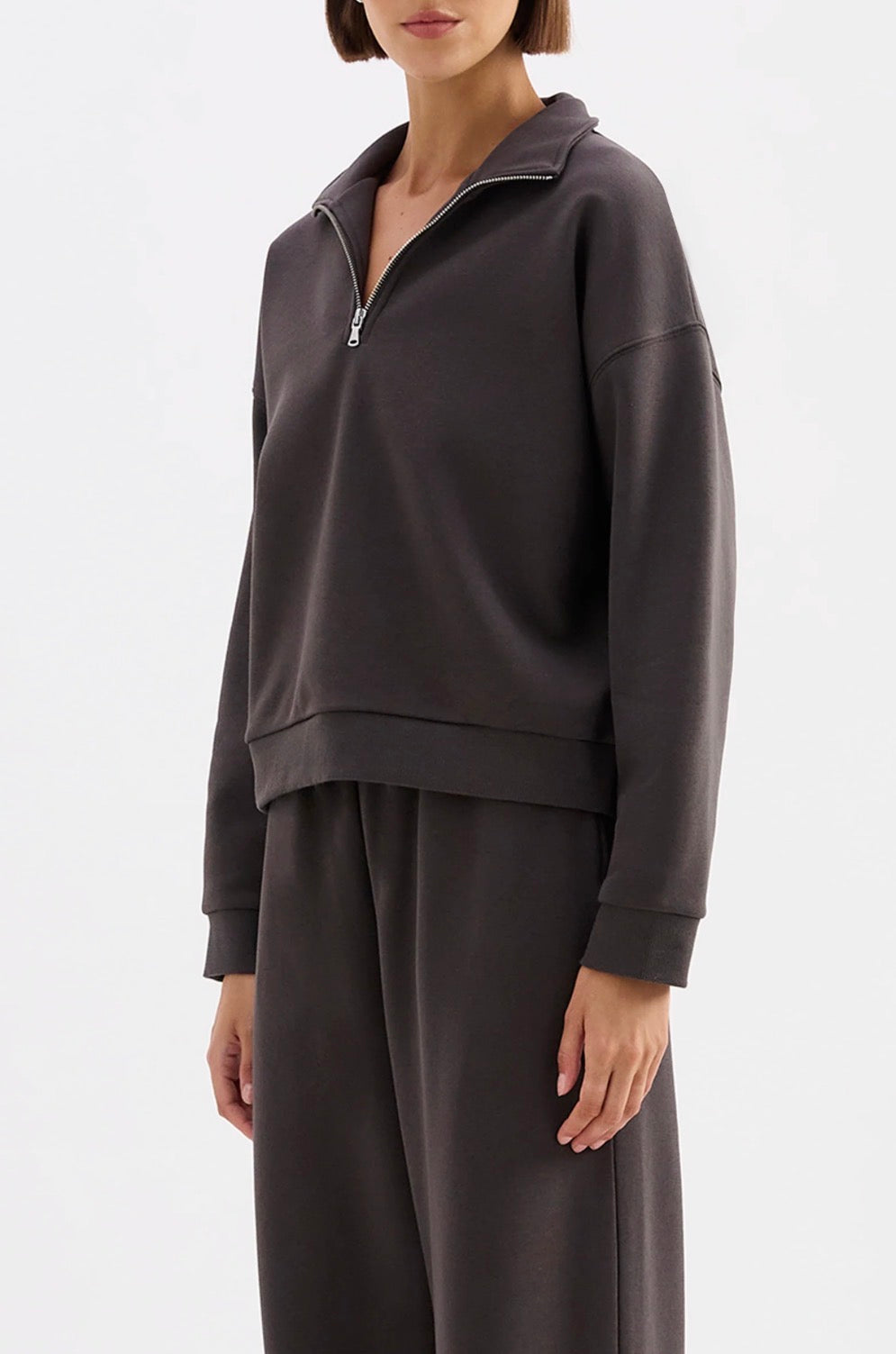 Nude Lucy Carter Classic Zip Front Sweat Coal
